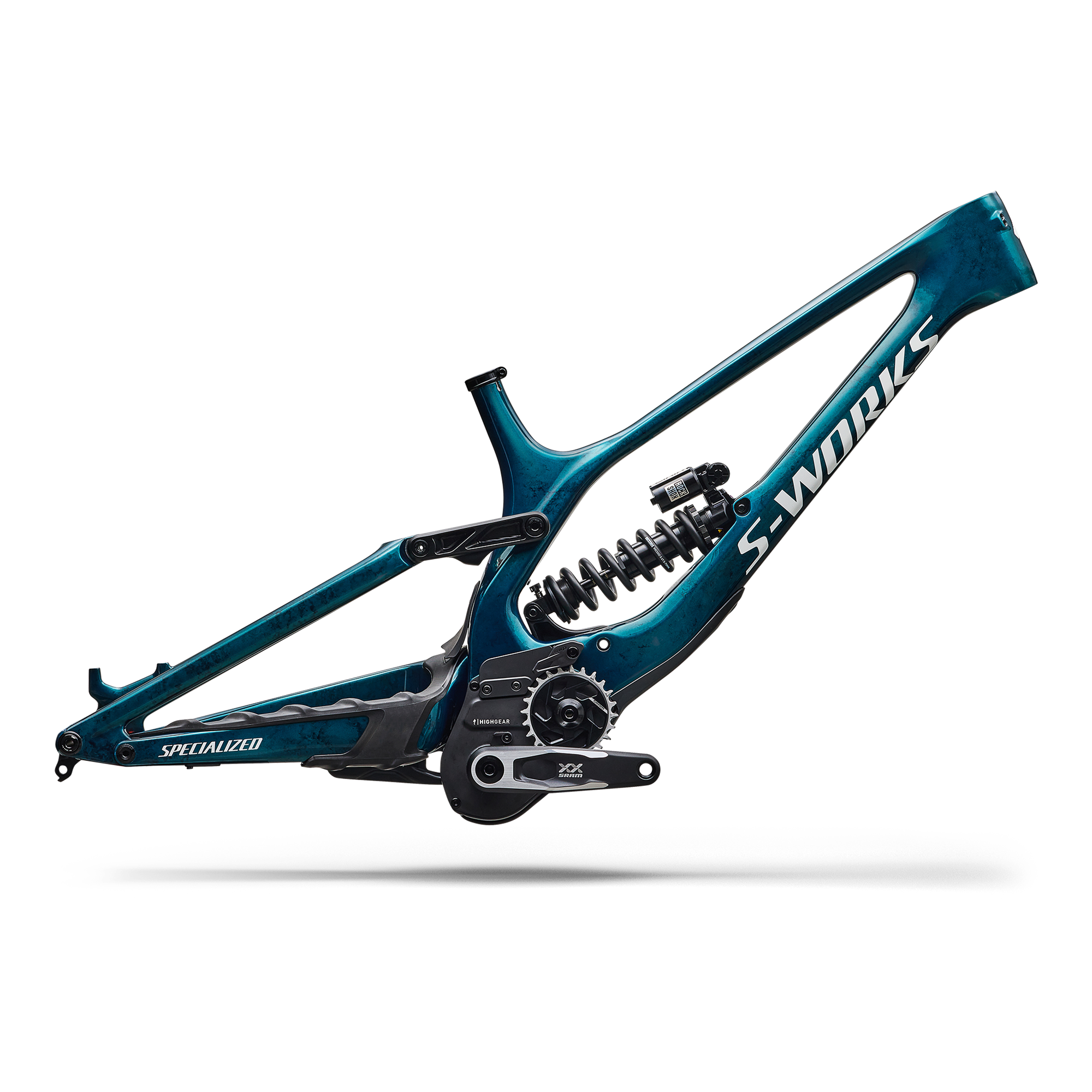 Specialized S-Works Demo 11 Frameset - Gloss Teal Tint Carbon / Smoke / White