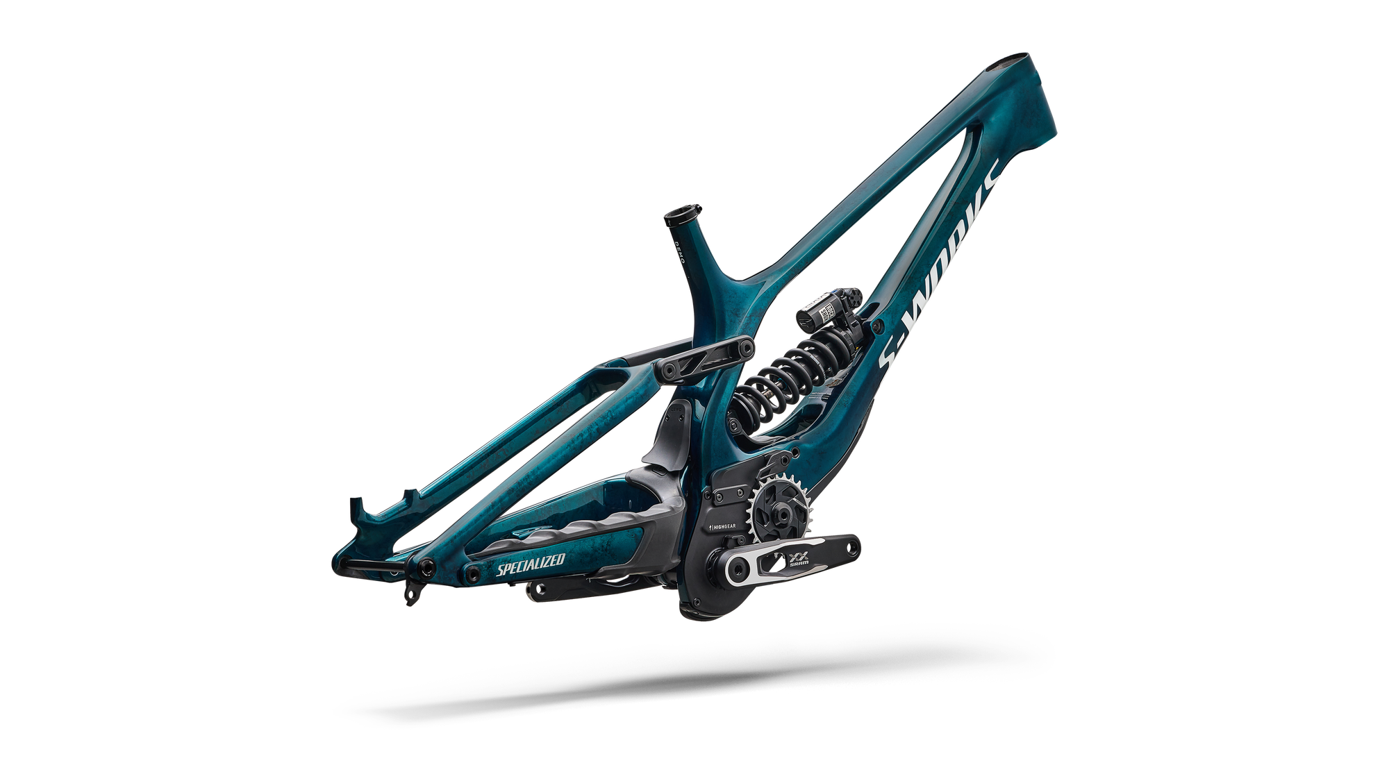 Specialized S-Works Demo 11 Frameset - Gloss Teal Tint Carbon / Smoke / White