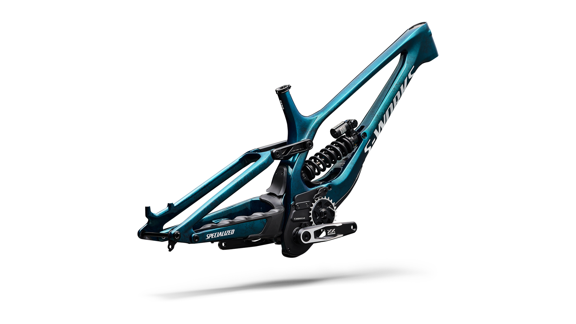 Specialized S-Works Demo 11 Frameset - Gloss Teal Tint Carbon / Smoke / White