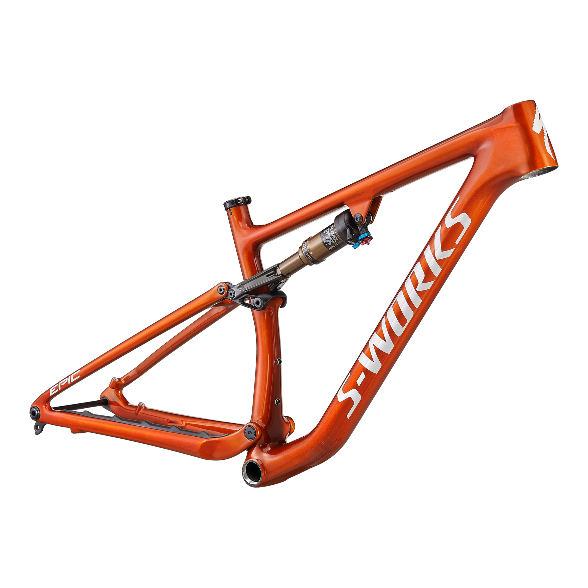Specialized S-Works Epic EVO Frameset - Gloss Orange Tint Over Spectraflair / Satin Light Silver