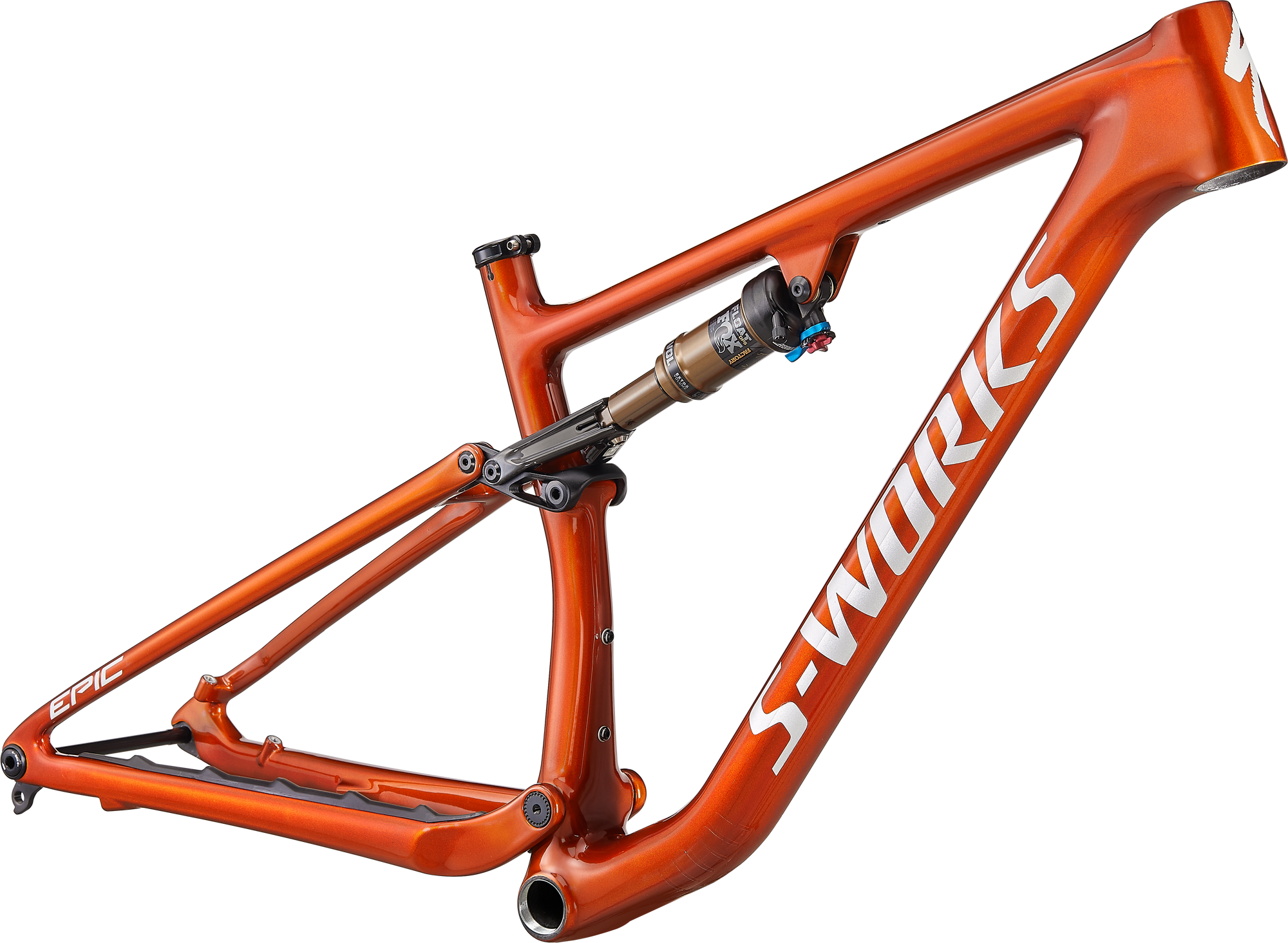 Specialized S-Works Epic EVO Frameset - Gloss Orange Tint Over Spectraflair / Satin Light Silver