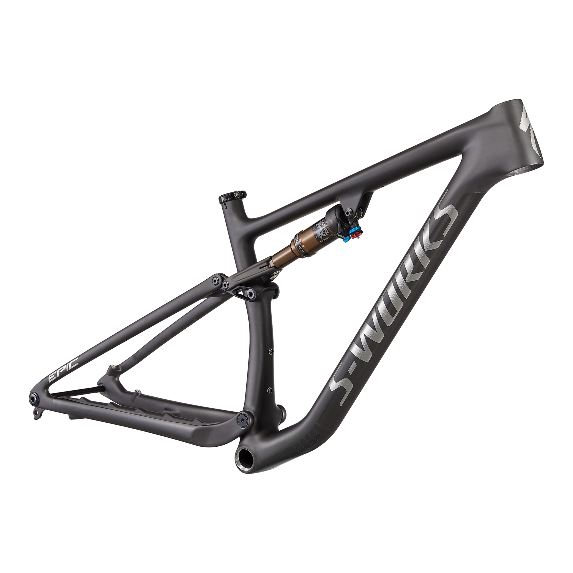 Specialized S-Works Epic EVO Frameset - Satin Brushed Black Liquid Metal / Chrome Foil Logos