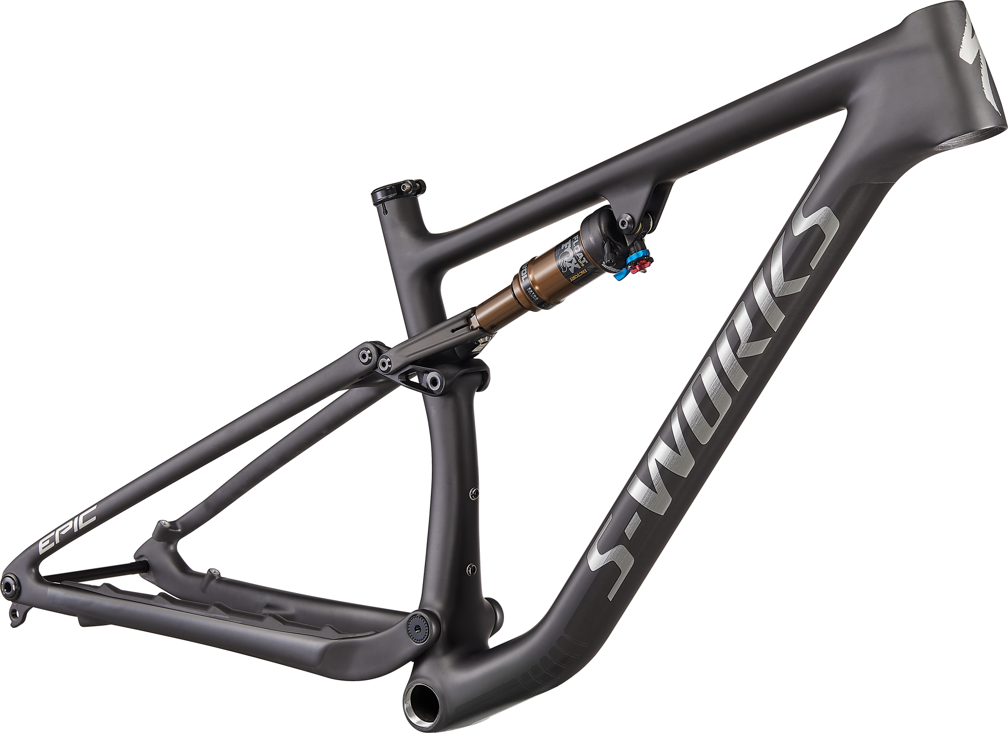 Specialized S-Works Epic EVO Frameset - Satin Brushed Black Liquid Metal / Chrome Foil Logos