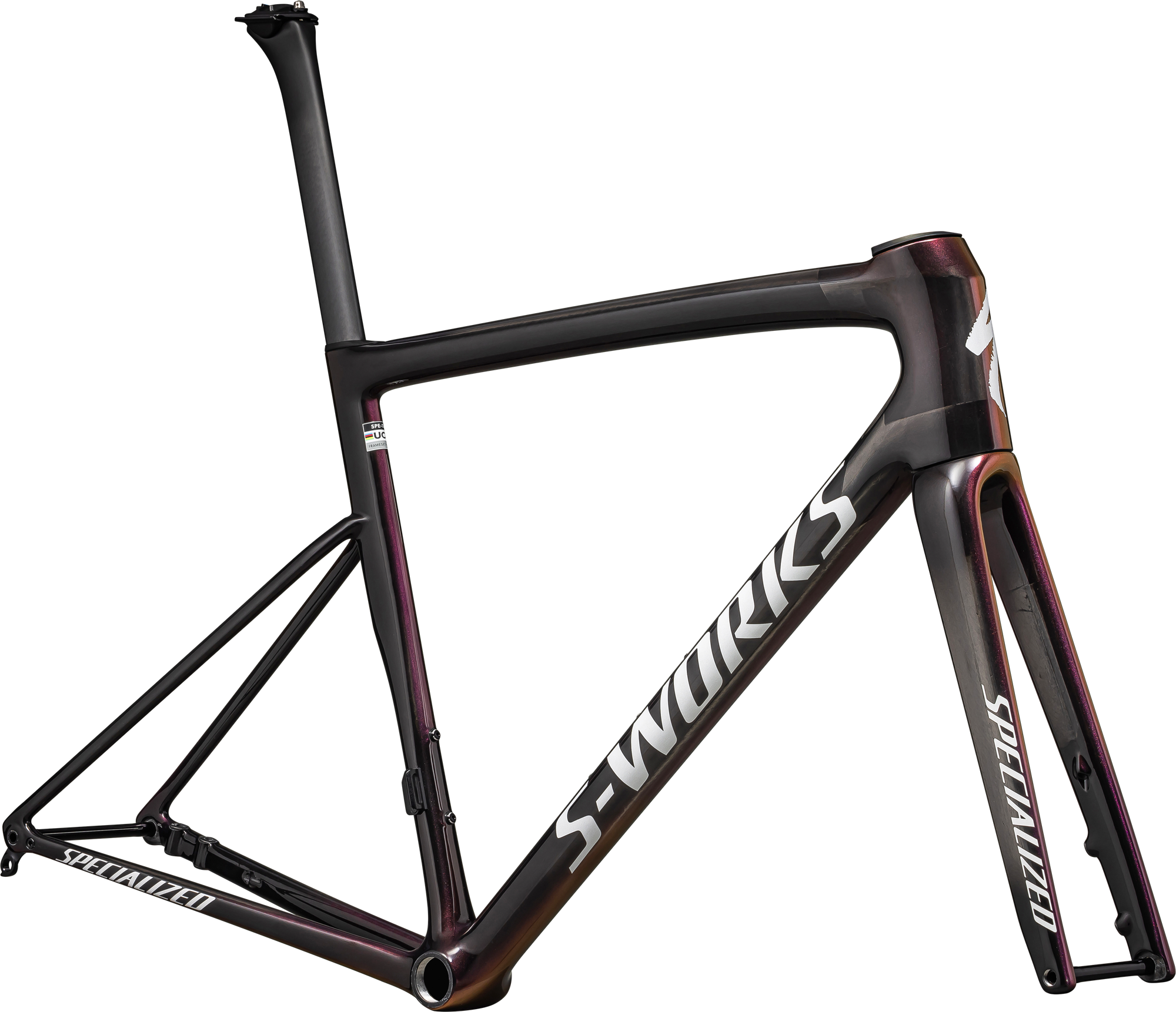 Specialized S-Works Tarmac SL8 Frameset - FACT 12r Carbon - Gloss Carbon / Viavi Maganta Gold / Chaos Red Pearl / White