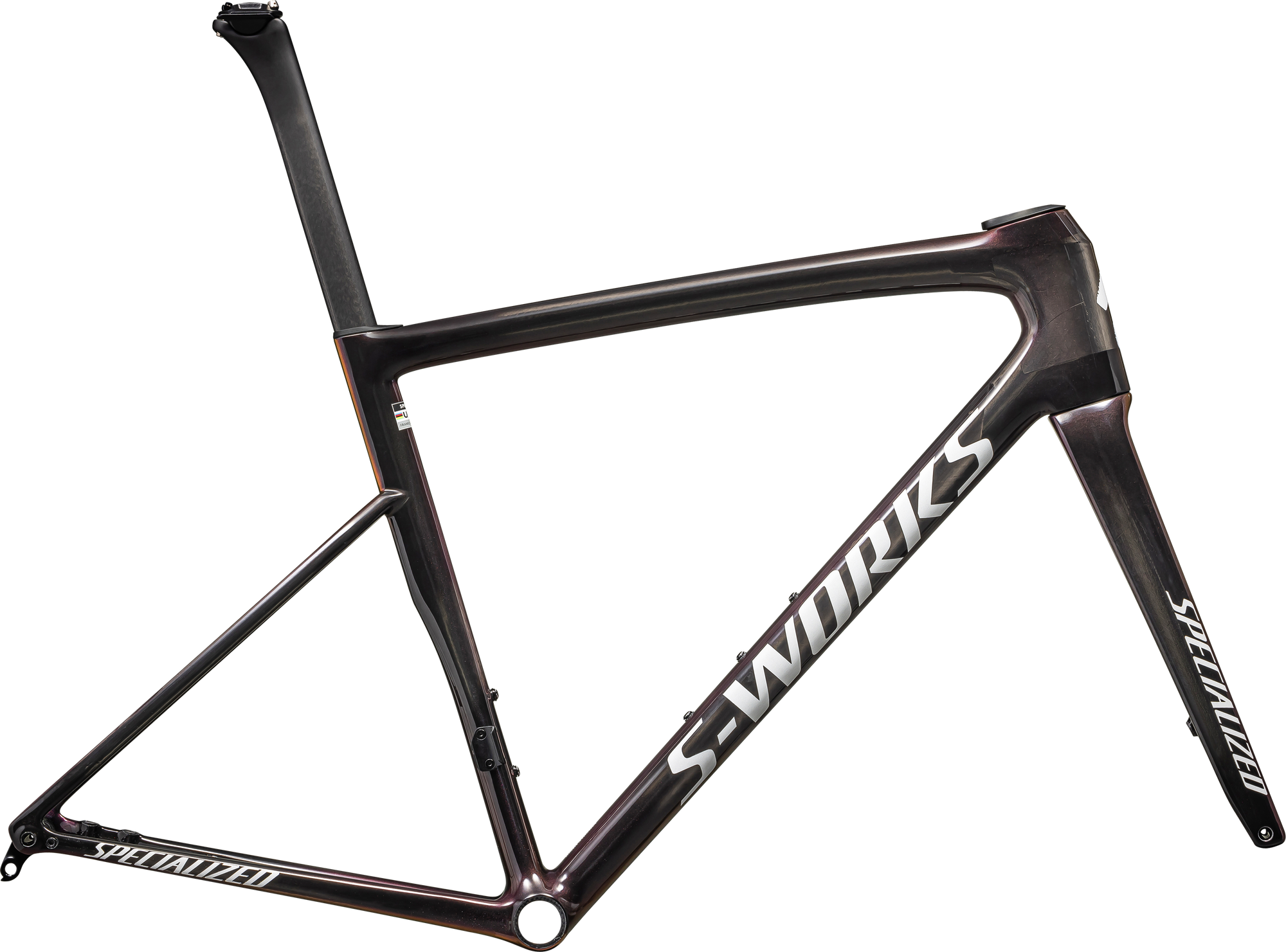 Specialized S-Works Tarmac SL8 Frameset - FACT 12r Carbon - Gloss Carbon / Viavi Maganta Gold / Chaos Red Pearl / White