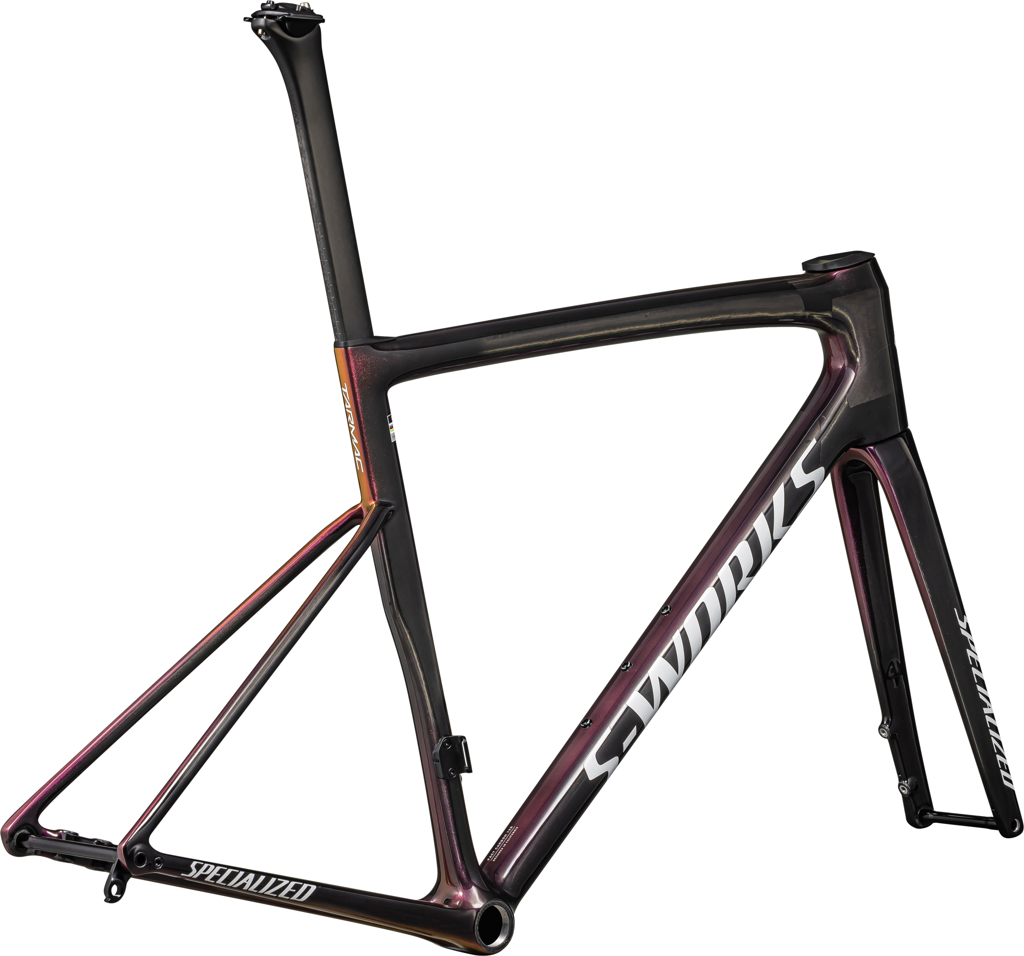 Specialized S-Works Tarmac SL8 Frameset - FACT 12r Carbon - Gloss Carbon / Viavi Maganta Gold / Chaos Red Pearl / White