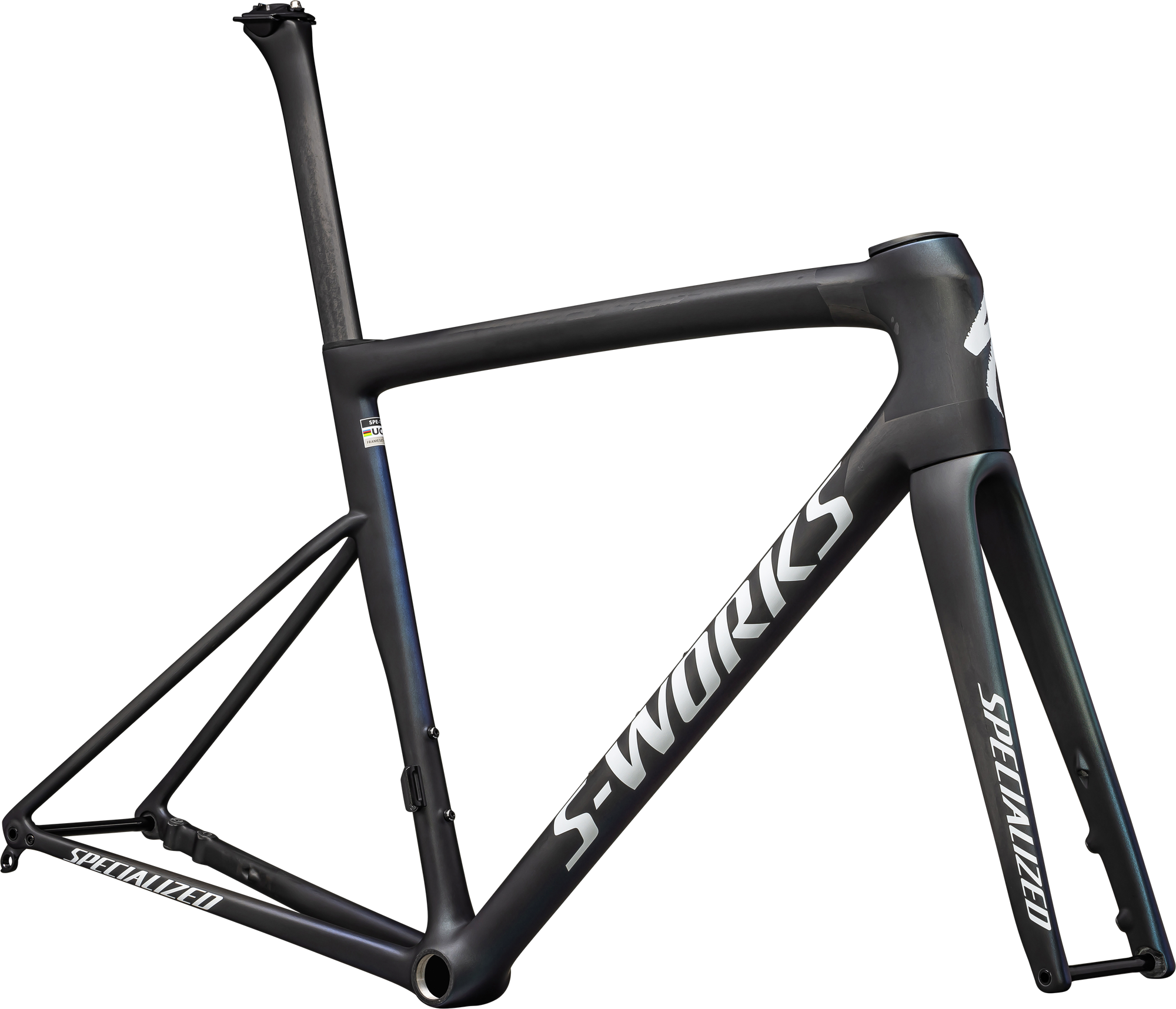 Specialized S-Works Tarmac SL8 Frameset - FACT 12r Carbon - Satin Carbon / Viavi Cynan Blue / Viavi Silver-Blue Pearl Edge Fade/Gloss Metallic White Silver