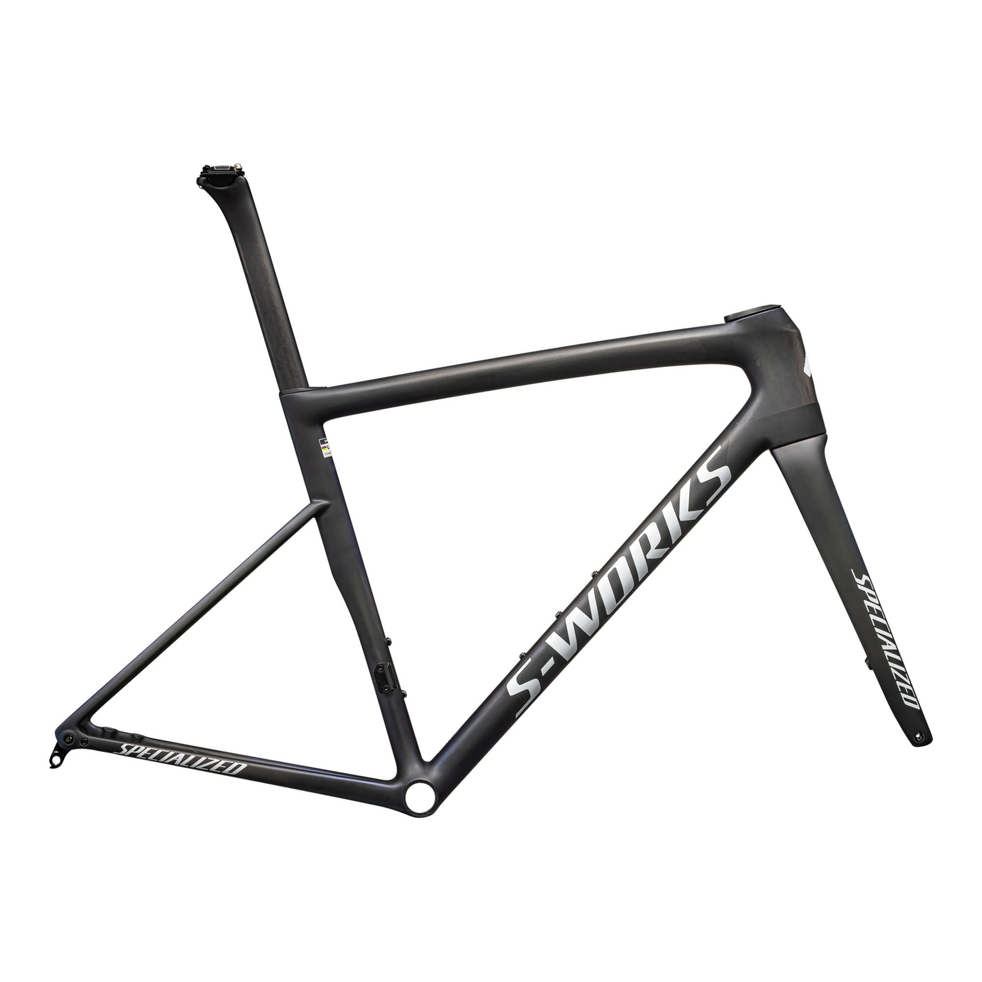 Specialized S-Works Tarmac SL8 Frameset - FACT 12r Carbon - Satin Carbon / Viavi Cynan Blue / Viavi Silver-Blue Pearl Edge Fade/Gloss Metallic White Silver