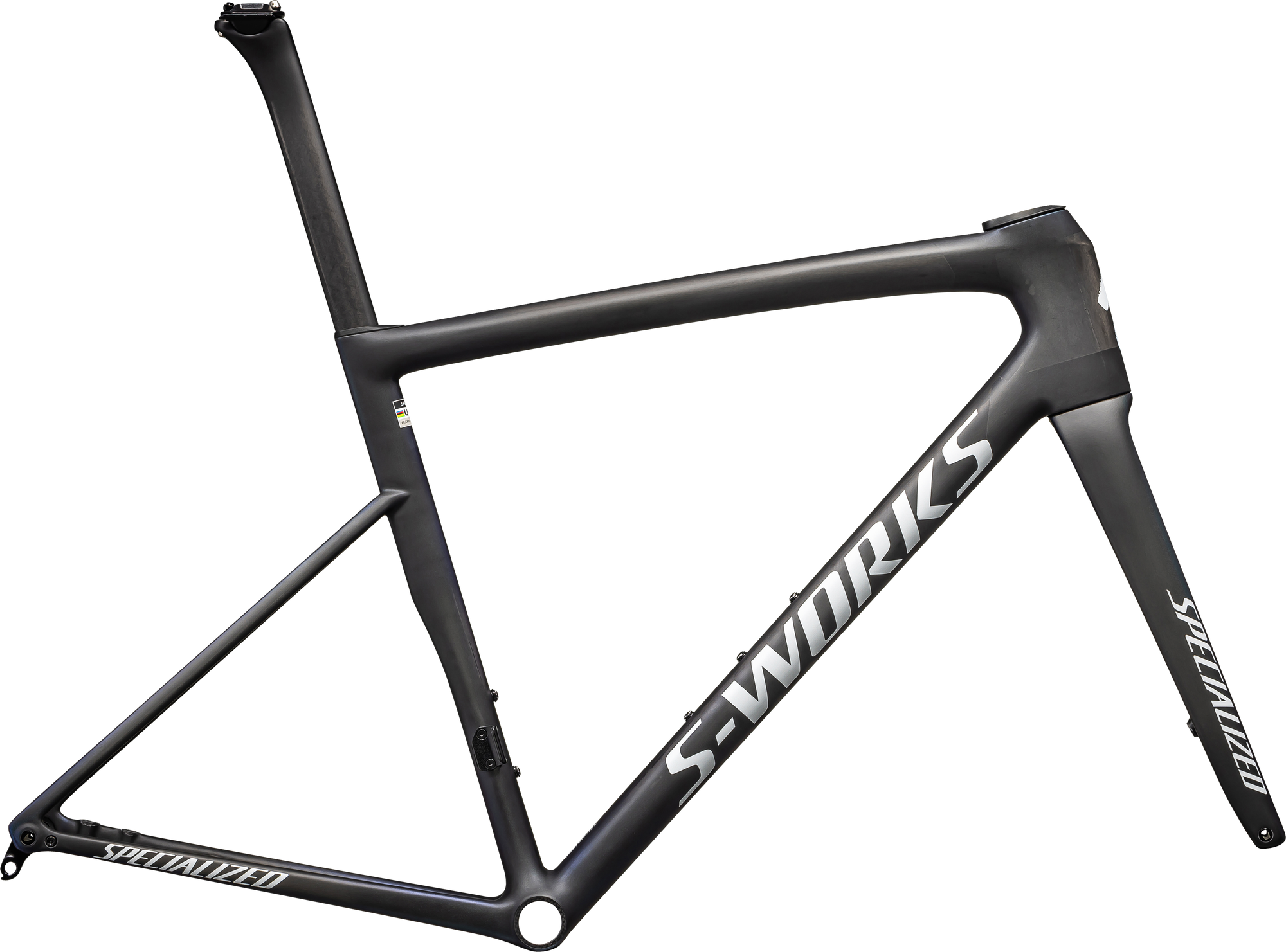 Specialized S-Works Tarmac SL8 Frameset - FACT 12r Carbon - Satin Carbon / Viavi Cynan Blue / Viavi Silver-Blue Pearl Edge Fade/Gloss Metallic White Silver