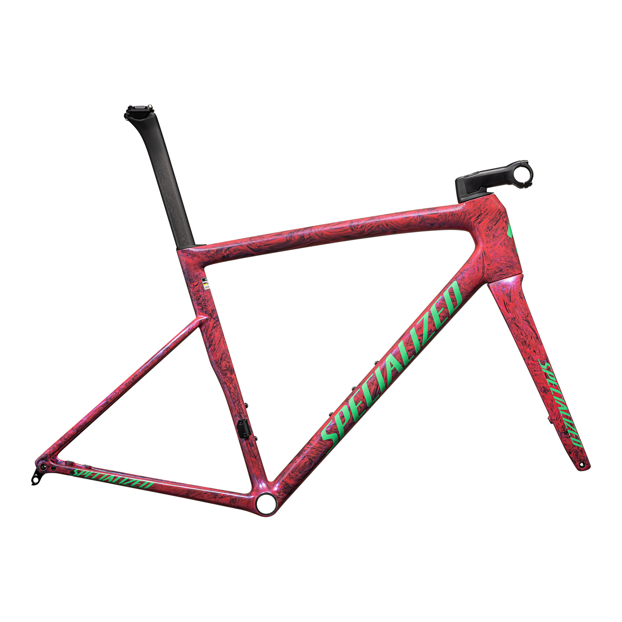 Specialized Tarmac SL8 Frameset - FACT 10r Carbon - Gloss Carbon / Metallic Vivid Pink Strata / Electric Green