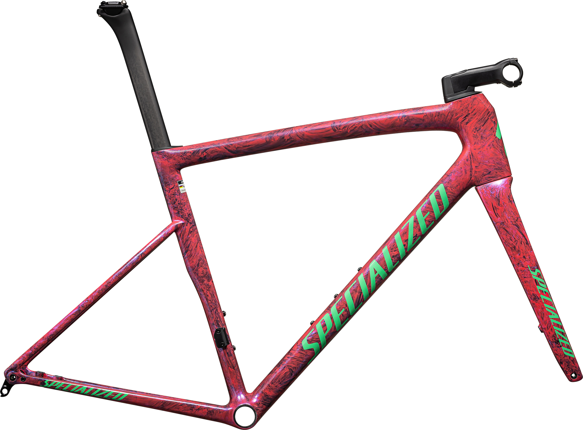 Specialized Tarmac SL8 Frameset - FACT 10r Carbon - Gloss Carbon / Metallic Vivid Pink Strata / Electric Green