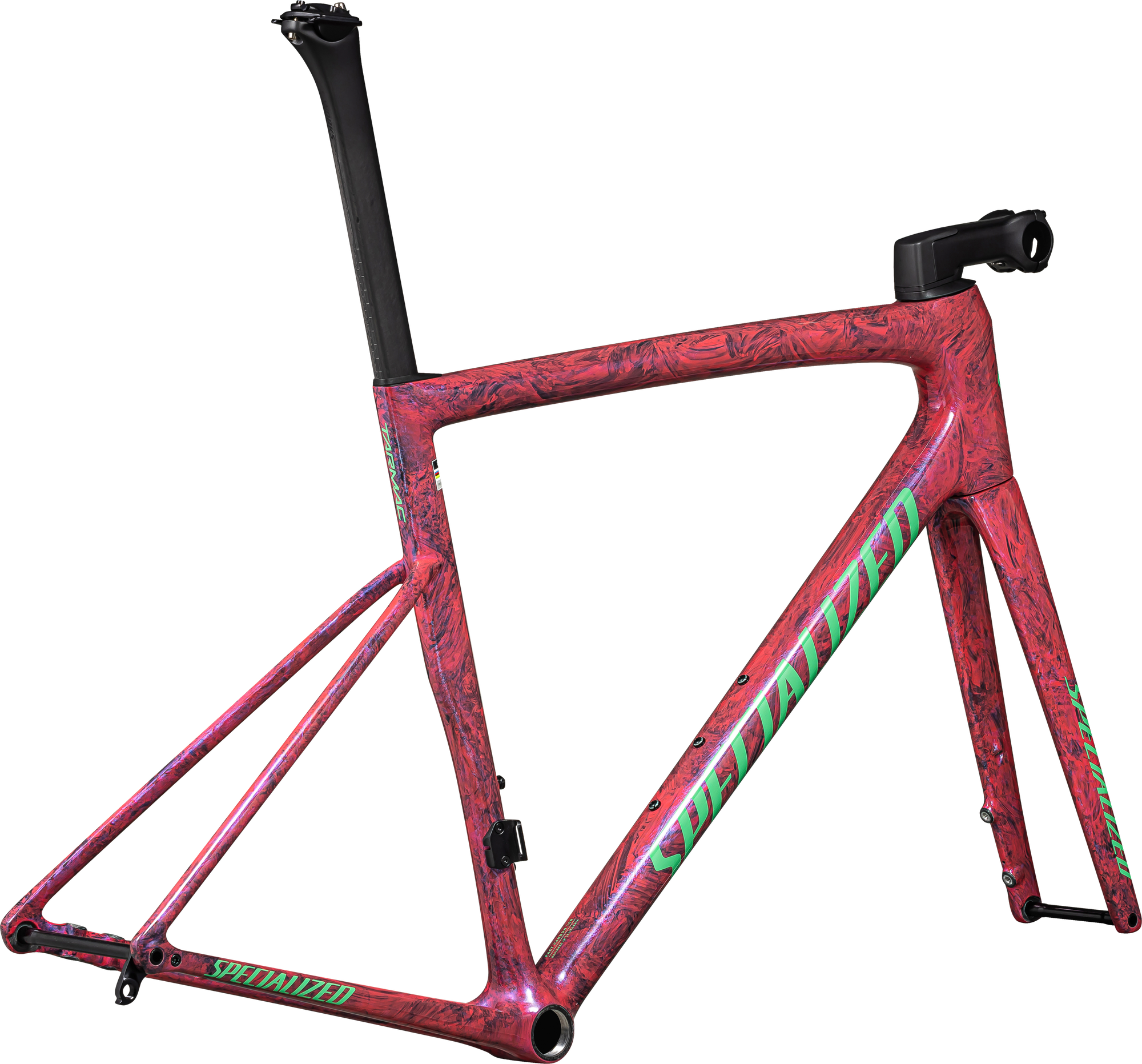 Specialized Tarmac SL8 Frameset - FACT 10r Carbon - Gloss Carbon / Metallic Vivid Pink Strata / Electric Green