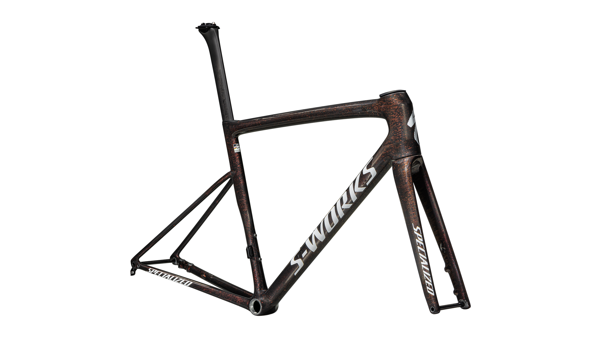 Specialized S-Works Tarmac SL8 Frameset - FACT 12r Carbon - Gloss Carbon / Red To Gold Blurred Speckle / Metallic White Silver