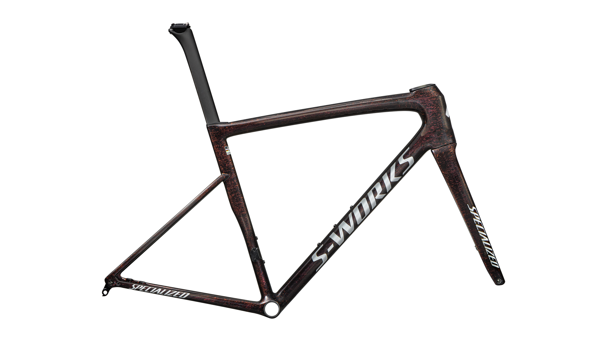 Specialized S-Works Tarmac SL8 Frameset - FACT 12r Carbon - Gloss Carbon / Red To Gold Blurred Speckle / Metallic White Silver