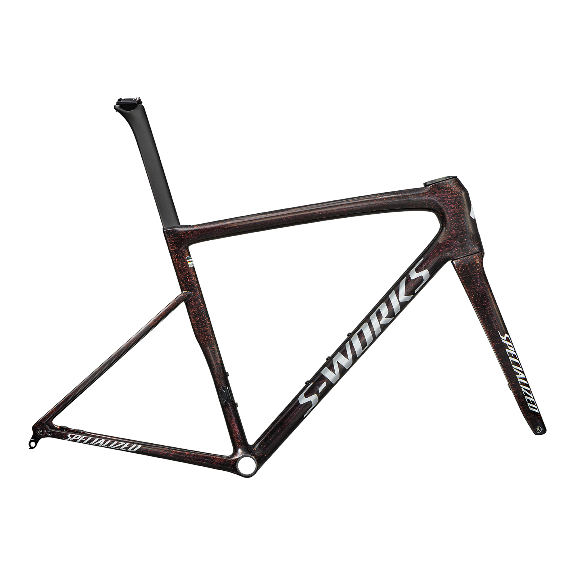 Specialized S-Works Tarmac SL8 Frameset - FACT 12r Carbon - Gloss Carbon / Red To Gold Blurred Speckle / Metallic White Silver
