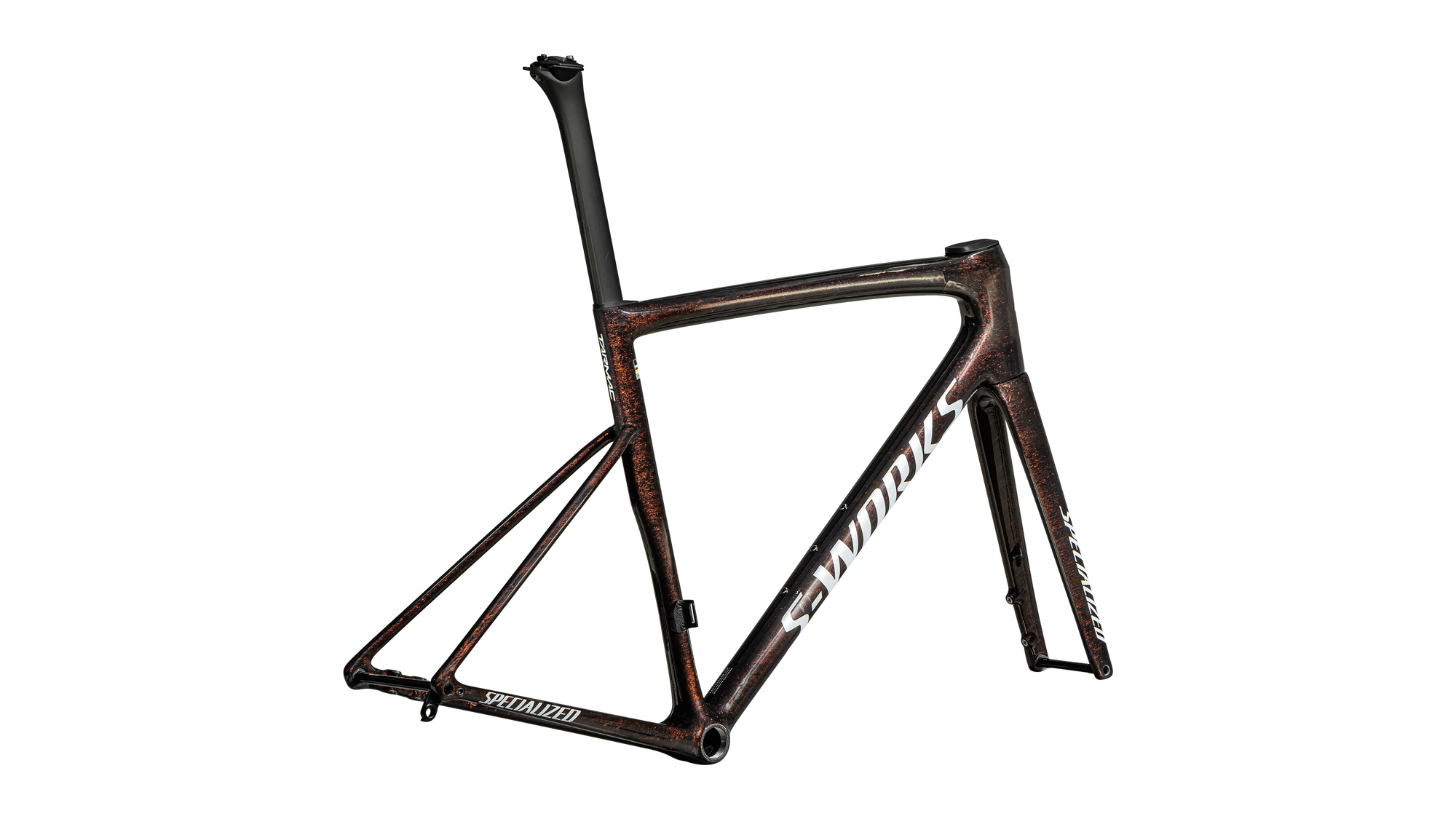 Specialized S-Works Tarmac SL8 Frameset - FACT 12r Carbon - Gloss Carbon / Red To Gold Blurred Speckle / Metallic White Silver
