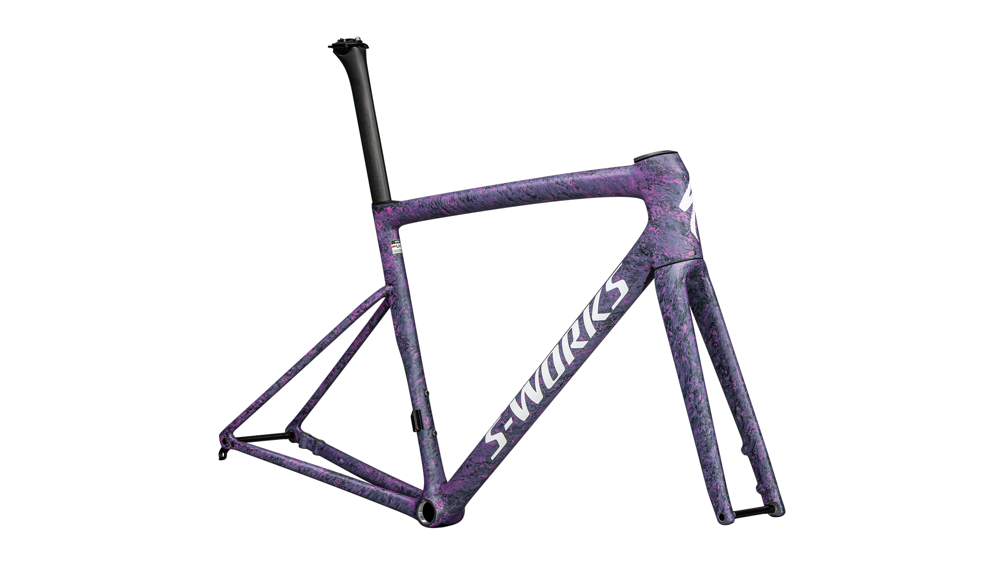 Specialized S-Works Tarmac SL8 Frameset - FACT 12r Carbon - Satin Carbon / Rebel Pink + Deep Lake Metallic Blurred Impasto / Gloss White