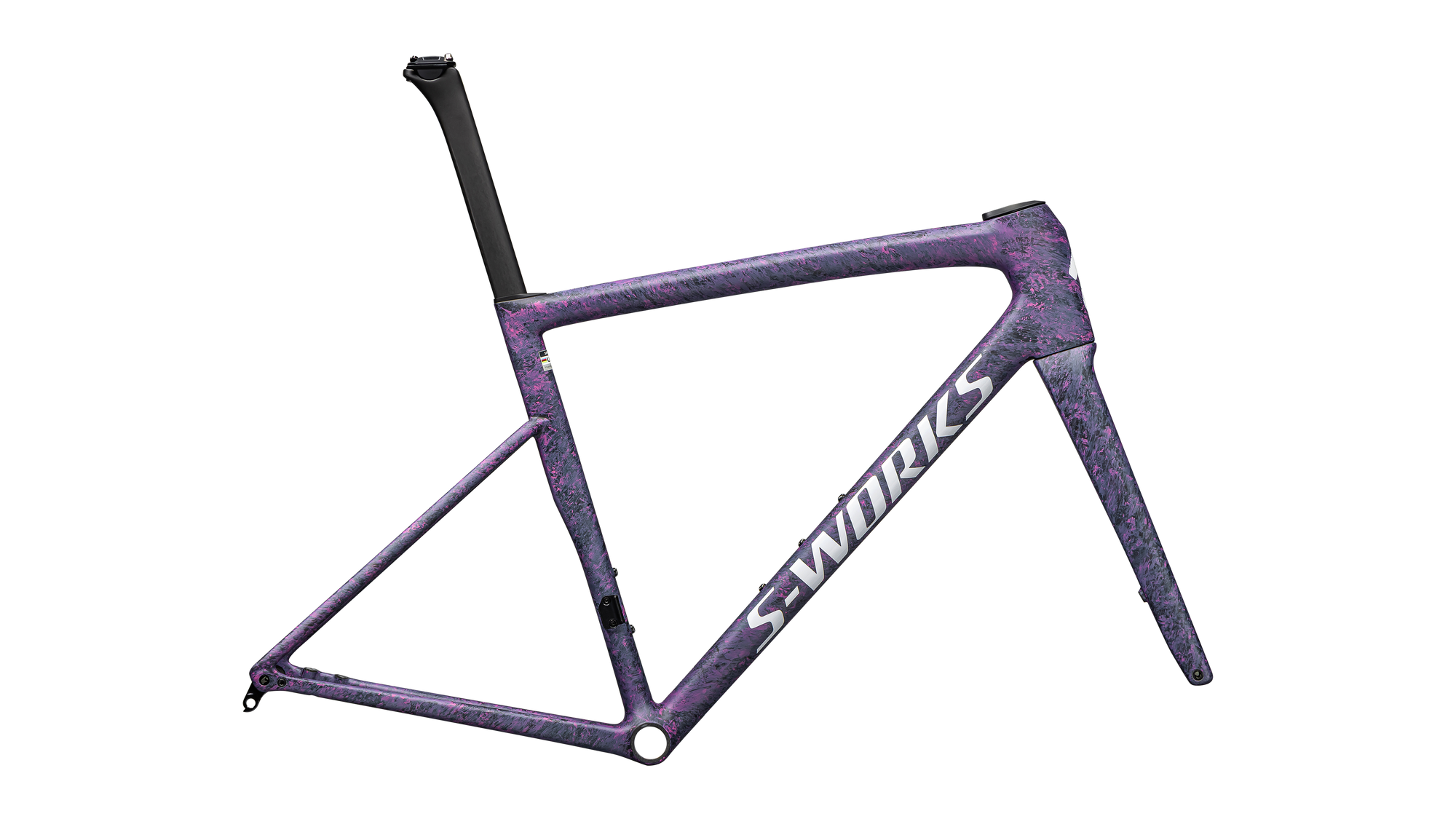 Specialized S-Works Tarmac SL8 Frameset - FACT 12r Carbon - Satin Carbon / Rebel Pink + Deep Lake Metallic Blurred Impasto / Gloss White