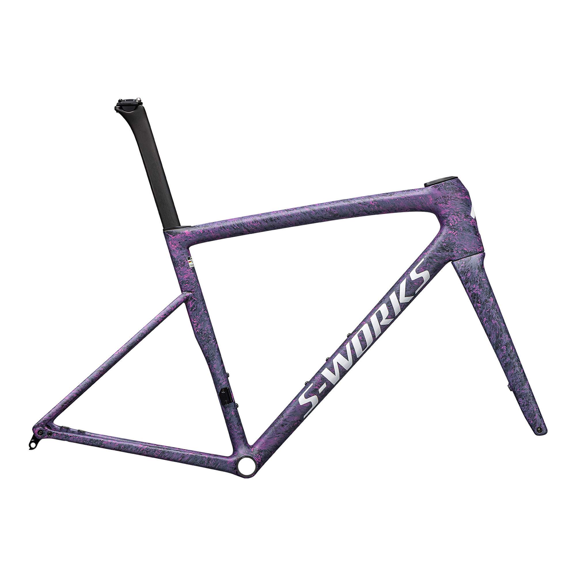 Specialized S-Works Tarmac SL8 Frameset - FACT 12r Carbon - Satin Carbon / Rebel Pink + Deep Lake Metallic Blurred Impasto / Gloss White