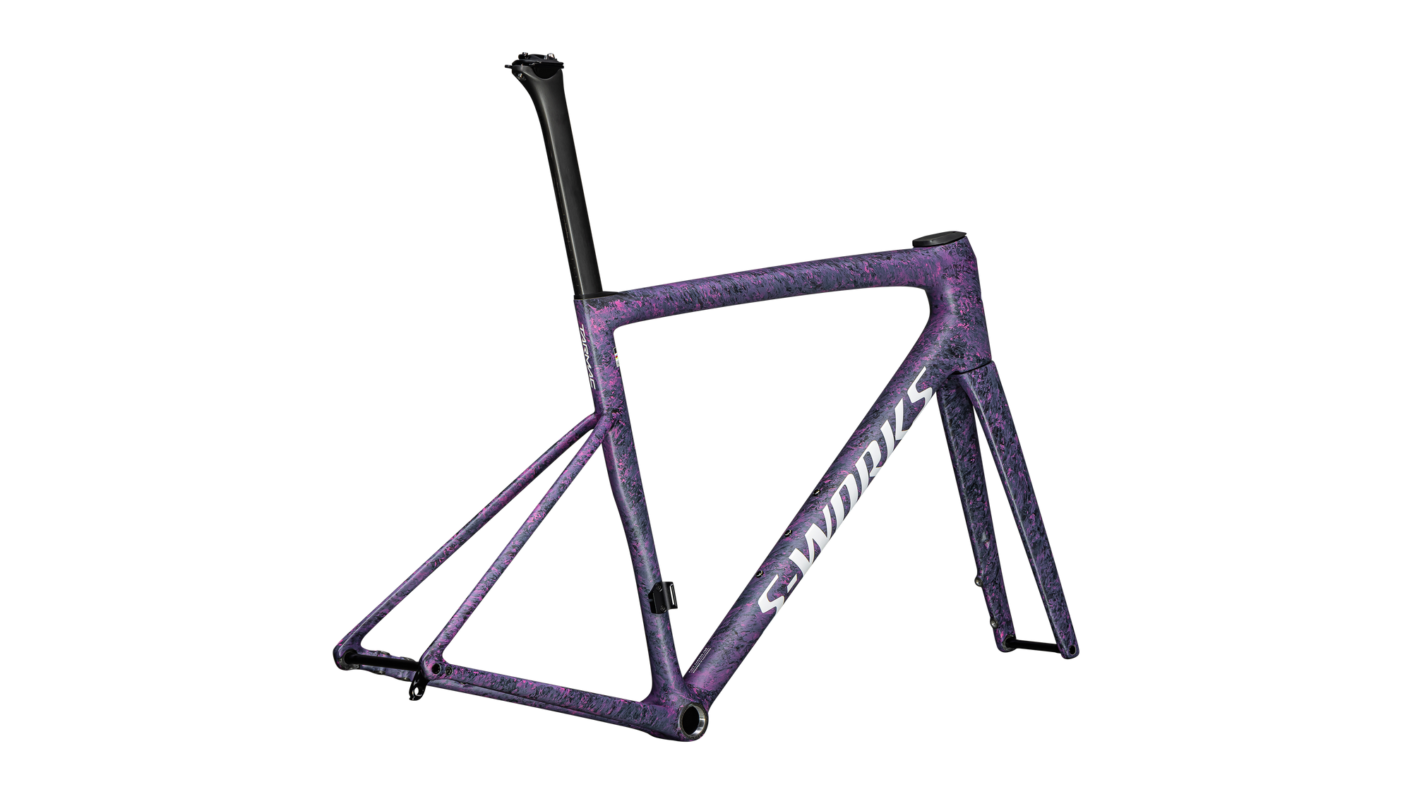 Specialized S-Works Tarmac SL8 Frameset - FACT 12r Carbon - Satin Carbon / Rebel Pink + Deep Lake Metallic Blurred Impasto / Gloss White