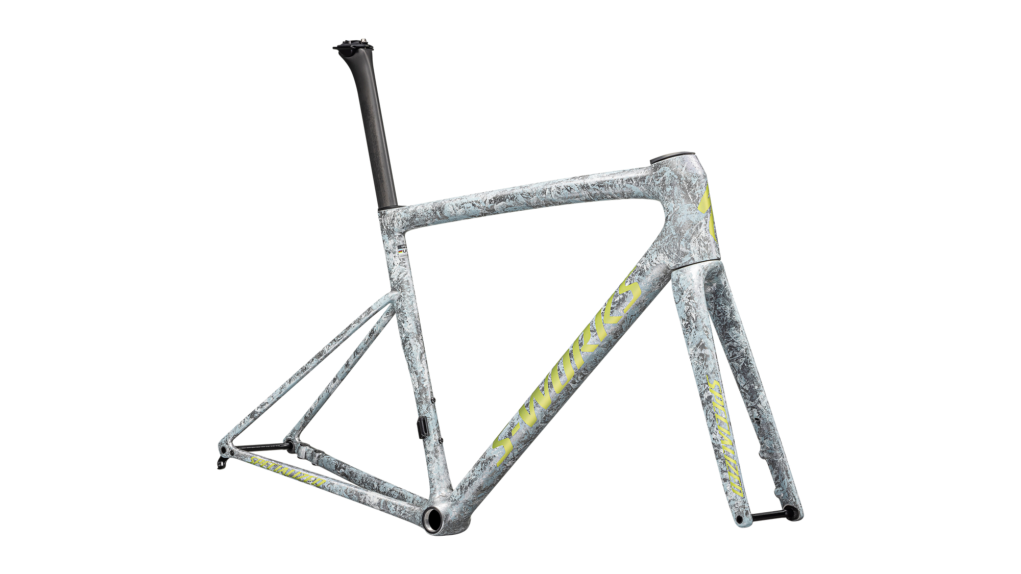Specialized S-Works Tarmac SL8 Frameset - FACT 12r Carbon - Satin Liquid Silver / Multi-Color Dry Impasto / Gloss Team Yellow Tint