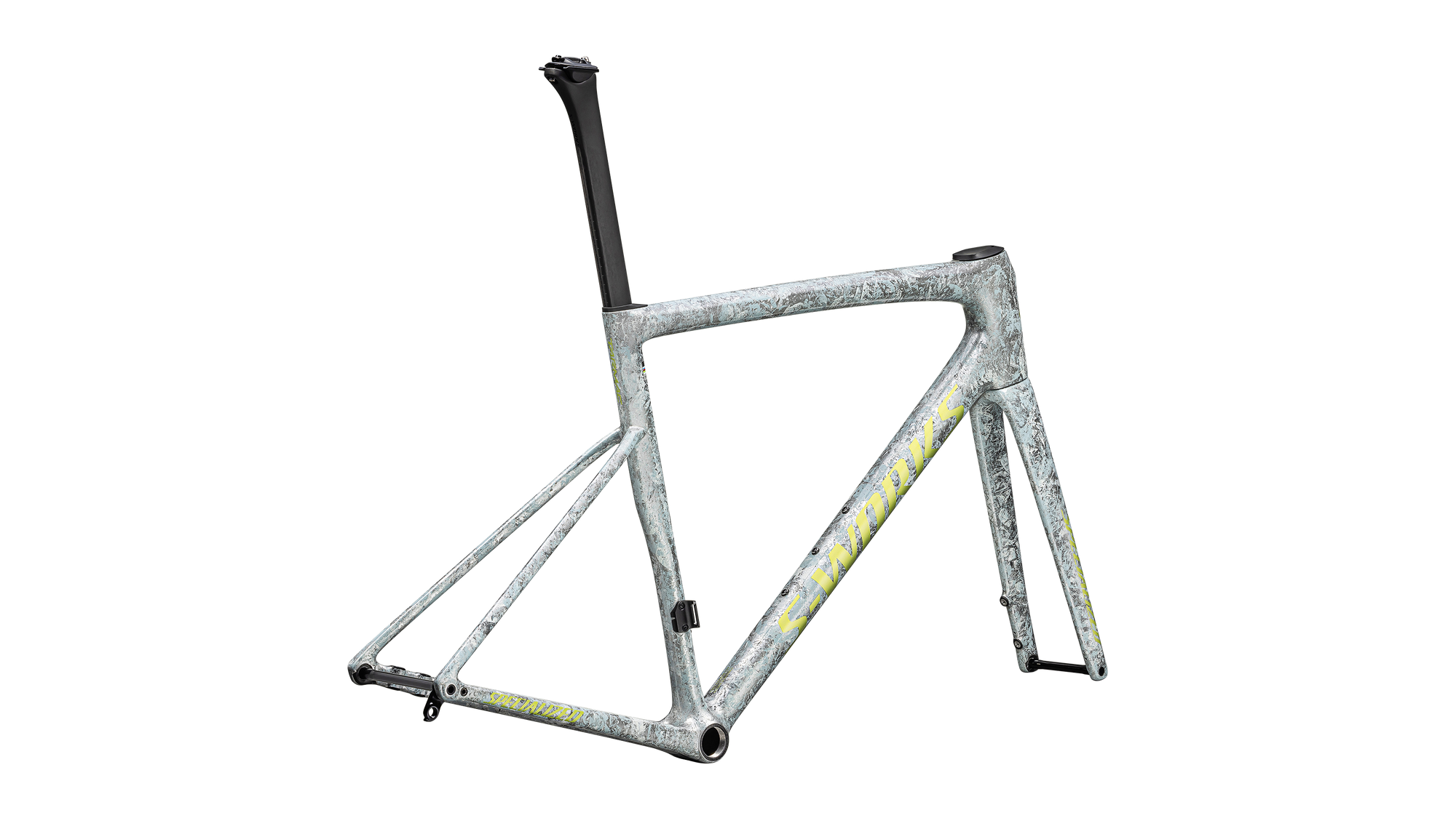 Specialized S-Works Tarmac SL8 Frameset - FACT 12r Carbon - Satin Liquid Silver / Multi-Color Dry Impasto / Gloss Team Yellow Tint