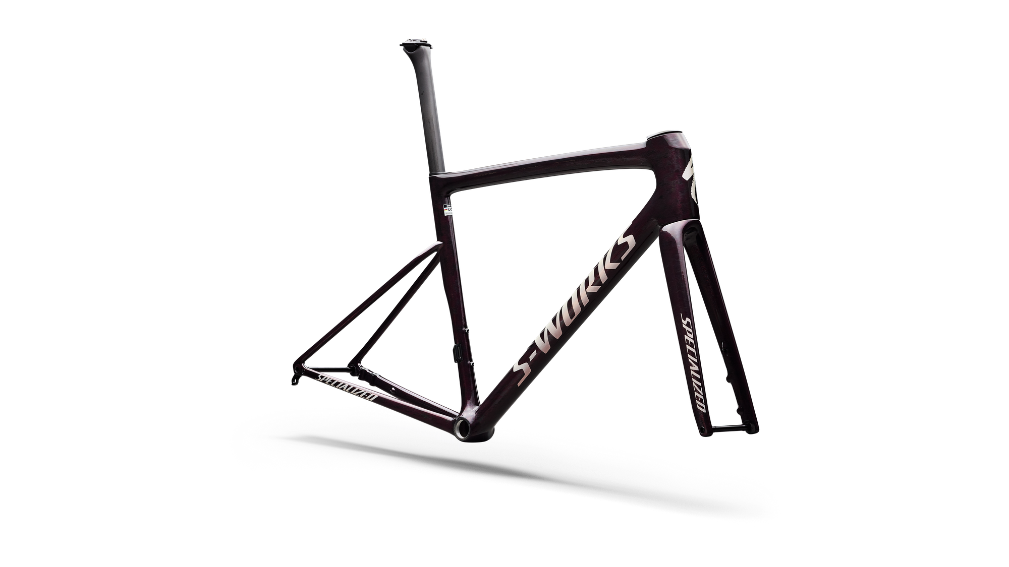 Specialized S-Works Tarmac SL8 Frameset - FACT 12r Carbon - Gloss Carbon / Bordeaux Metallic + Nebula Directional Brush / Pearl Over White