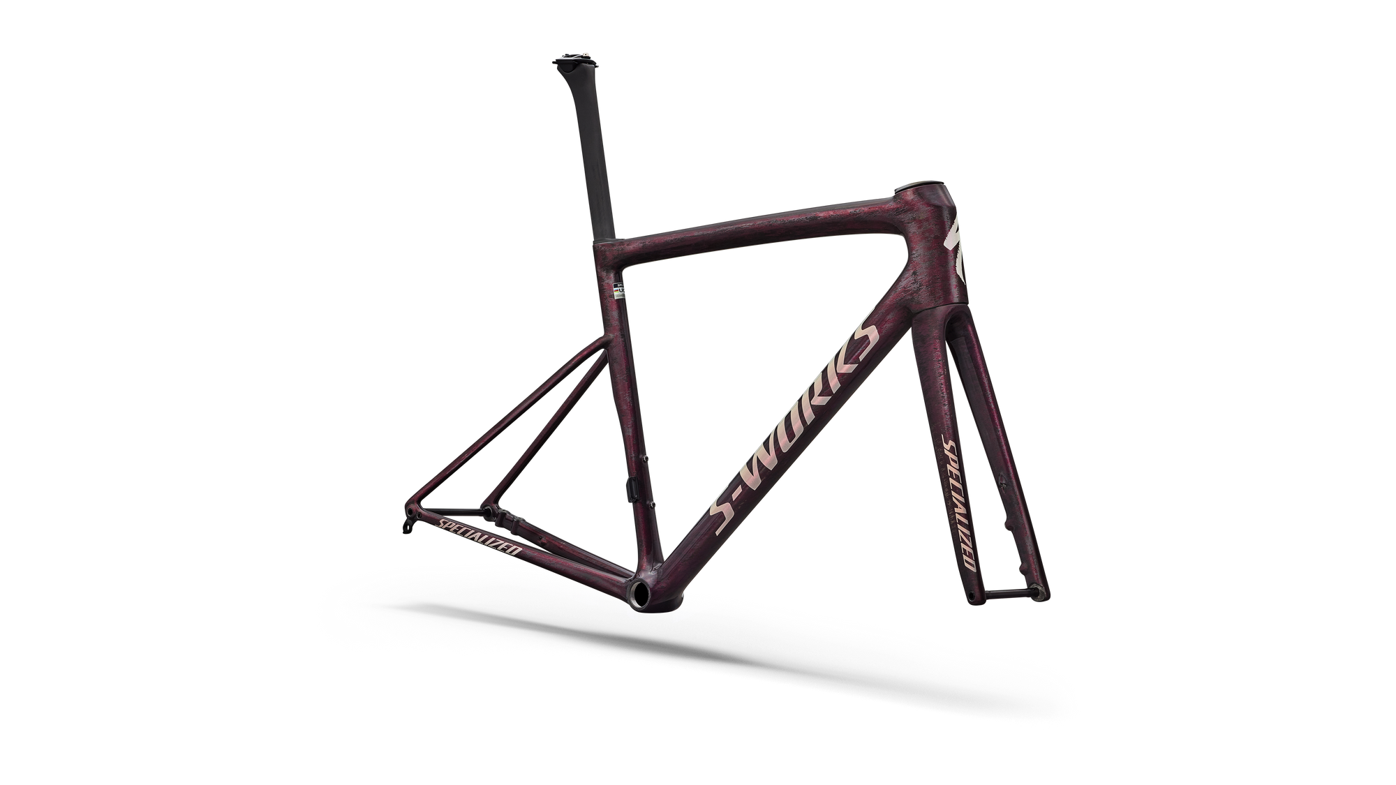 Specialized S-Works Tarmac SL8 Frameset - FACT 12r Carbon - Gloss Carbon / Bordeaux Metallic + Nebula Directional Brush / Pearl Over White