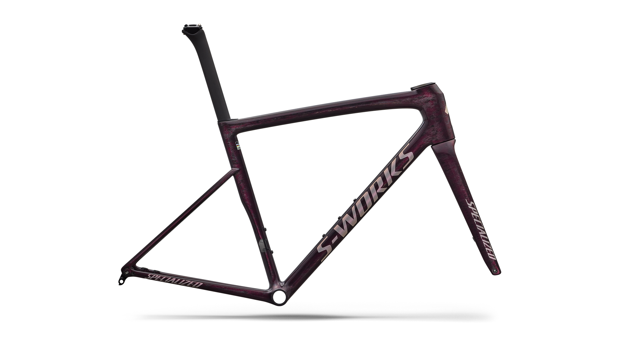Specialized S-Works Tarmac SL8 Frameset - FACT 12r Carbon - Gloss Carbon / Bordeaux Metallic + Nebula Directional Brush / Pearl Over White