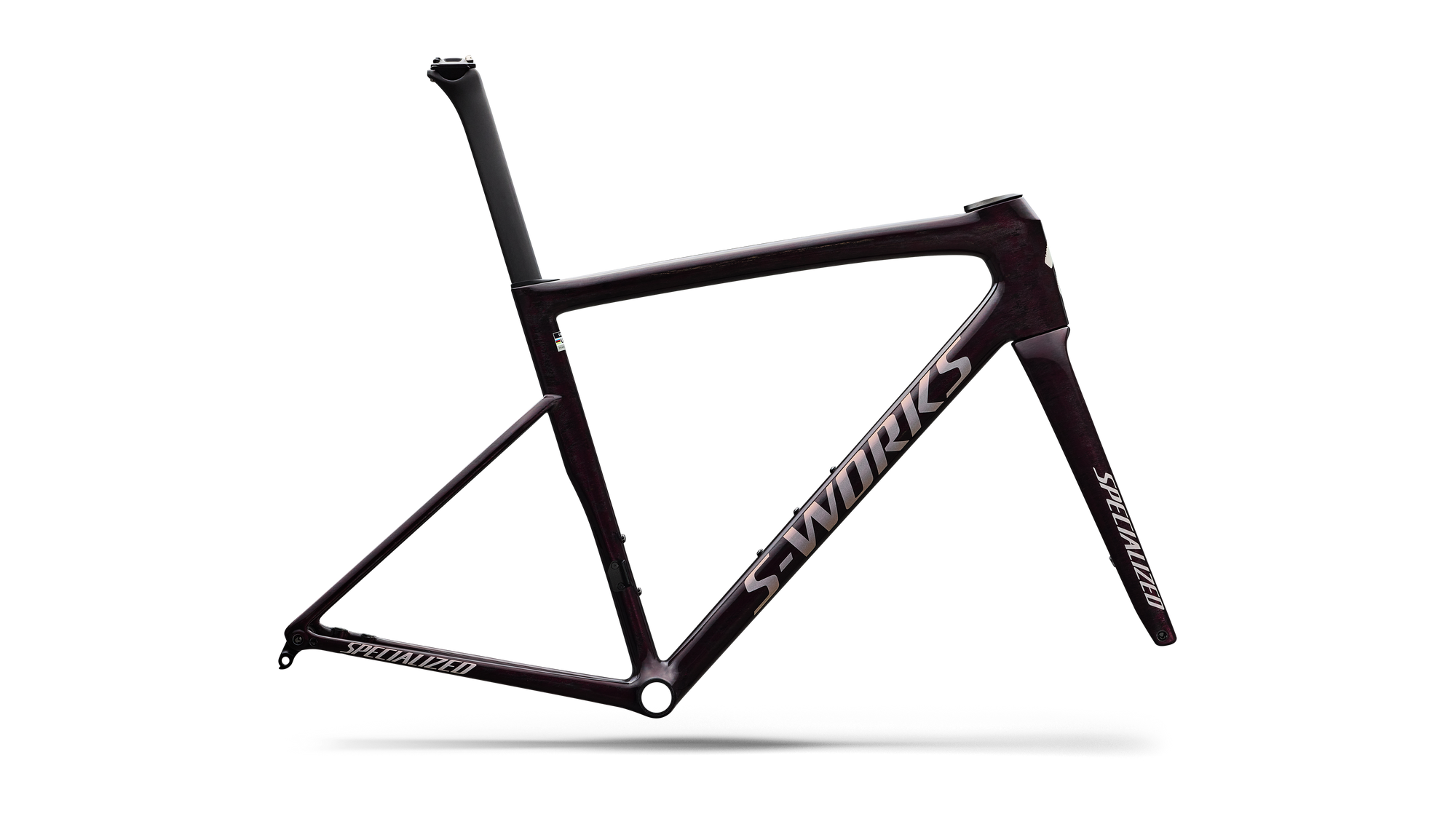 Specialized S-Works Tarmac SL8 Frameset - FACT 12r Carbon - Gloss Carbon / Bordeaux Metallic + Nebula Directional Brush / Pearl Over White