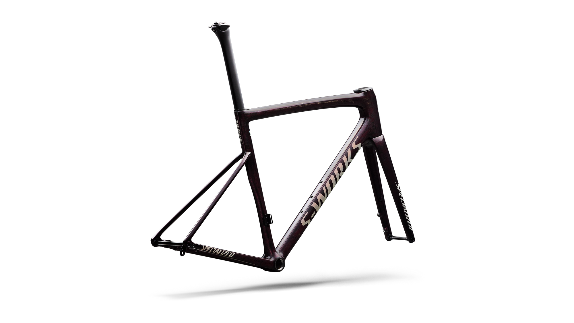 Specialized S-Works Tarmac SL8 Frameset - FACT 12r Carbon - Gloss Carbon / Bordeaux Metallic + Nebula Directional Brush / Pearl Over White