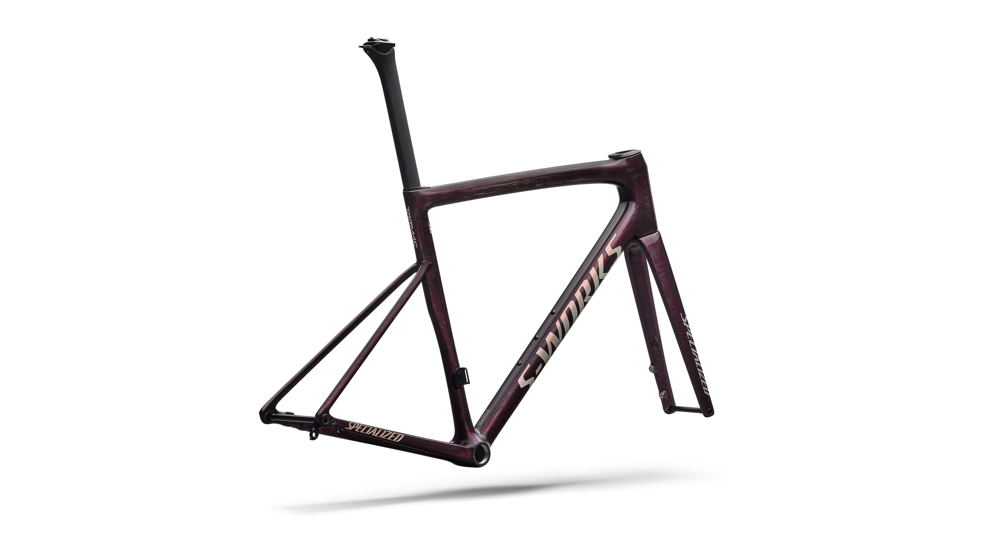 Specialized S-Works Tarmac SL8 Frameset - FACT 12r Carbon - Gloss Carbon / Bordeaux Metallic + Nebula Directional Brush / Pearl Over White