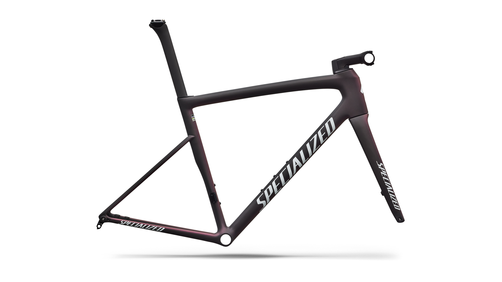 Specialized Tarmac SL8 Frameset - FACT 10r Carbon - Satin Carbon / 100% Cqv Reflex Super Red Pearl Front Edge Fade / Metallic White Silver