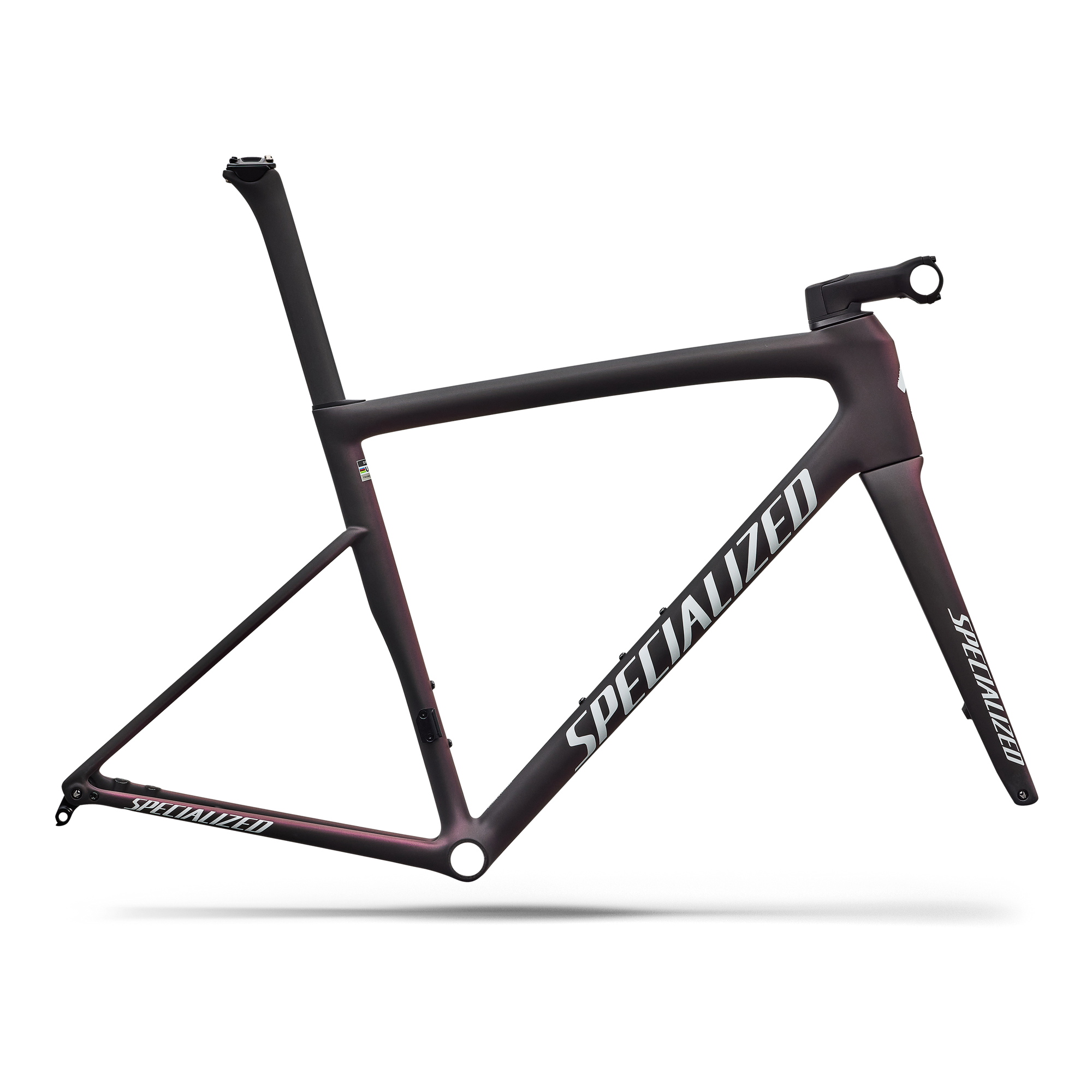 Specialized Tarmac SL8 Frameset - FACT 10r Carbon - Satin Carbon / 100% Cqv Reflex Super Red Pearl Front Edge Fade / Metallic White Silver