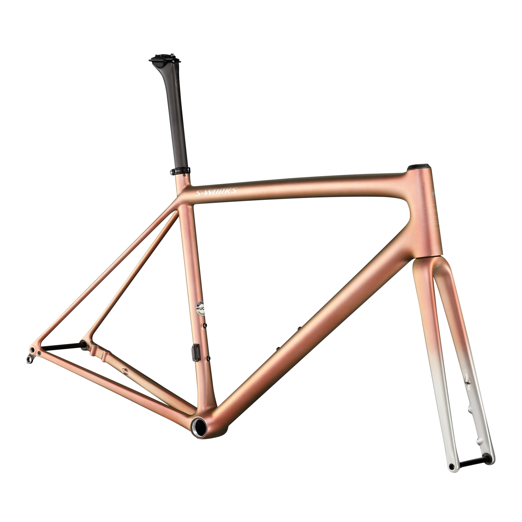 Specialized S-Works Aethos Frameset - FACT 12r Carbon - Flake Silver/Red Gold Chameleon Tint/Brushed Chrome