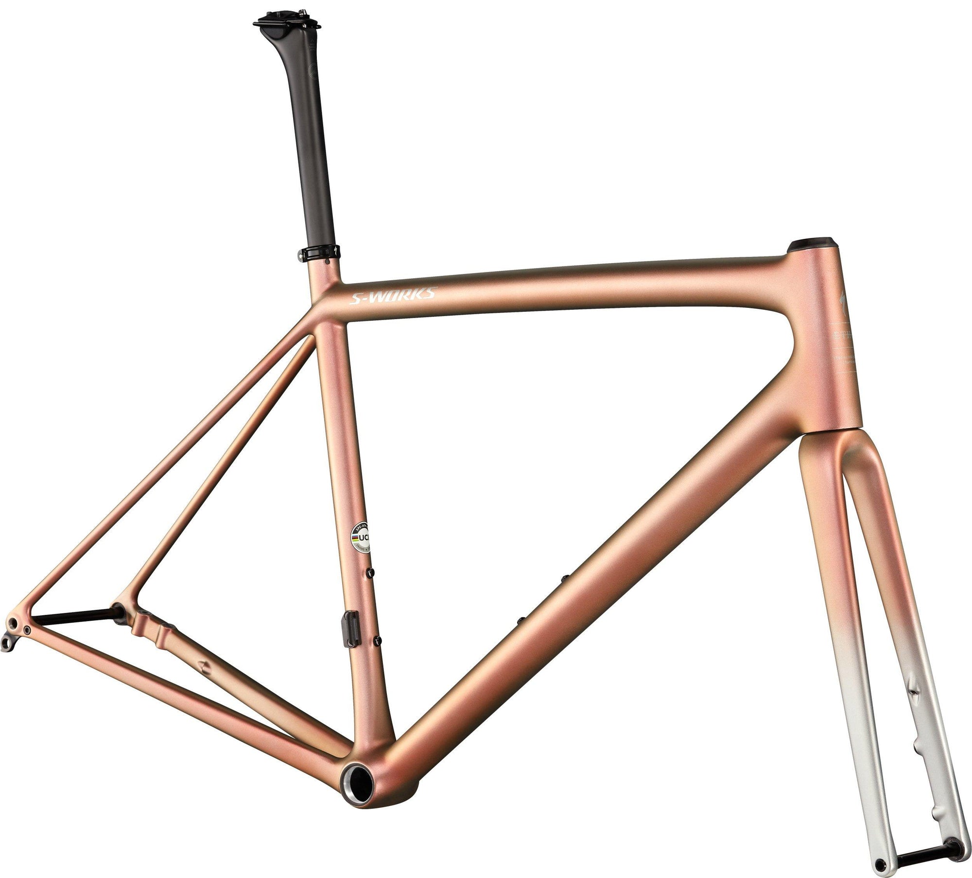 Specialized S-Works Aethos Frameset - FACT 12r Carbon - Flake Silver/Red Gold Chameleon Tint/Brushed Chrome