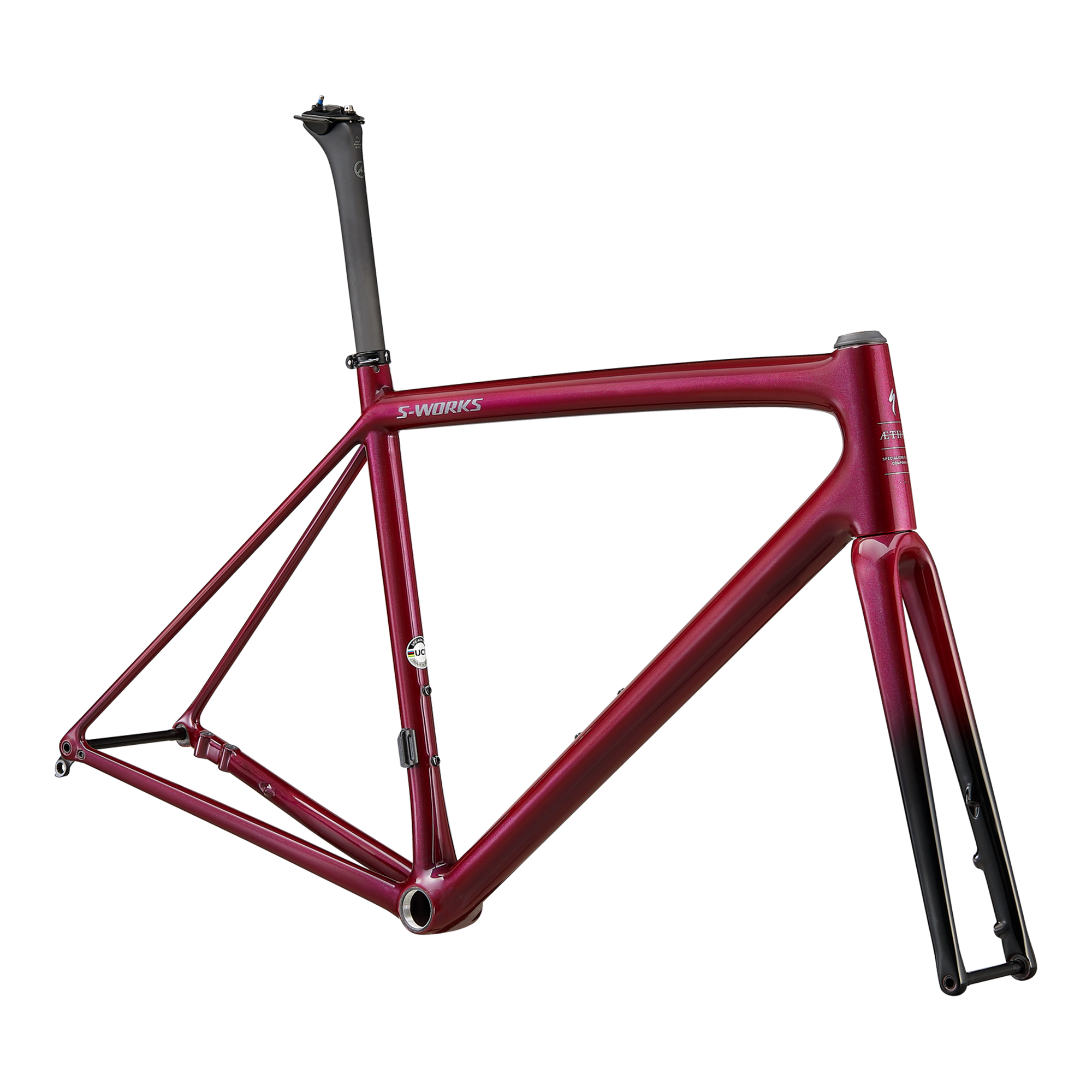 Specialized S-Works Aethos Frameset - FACT 12r Carbon - Chameleon Supernova Tint Over Maroon/Chrome