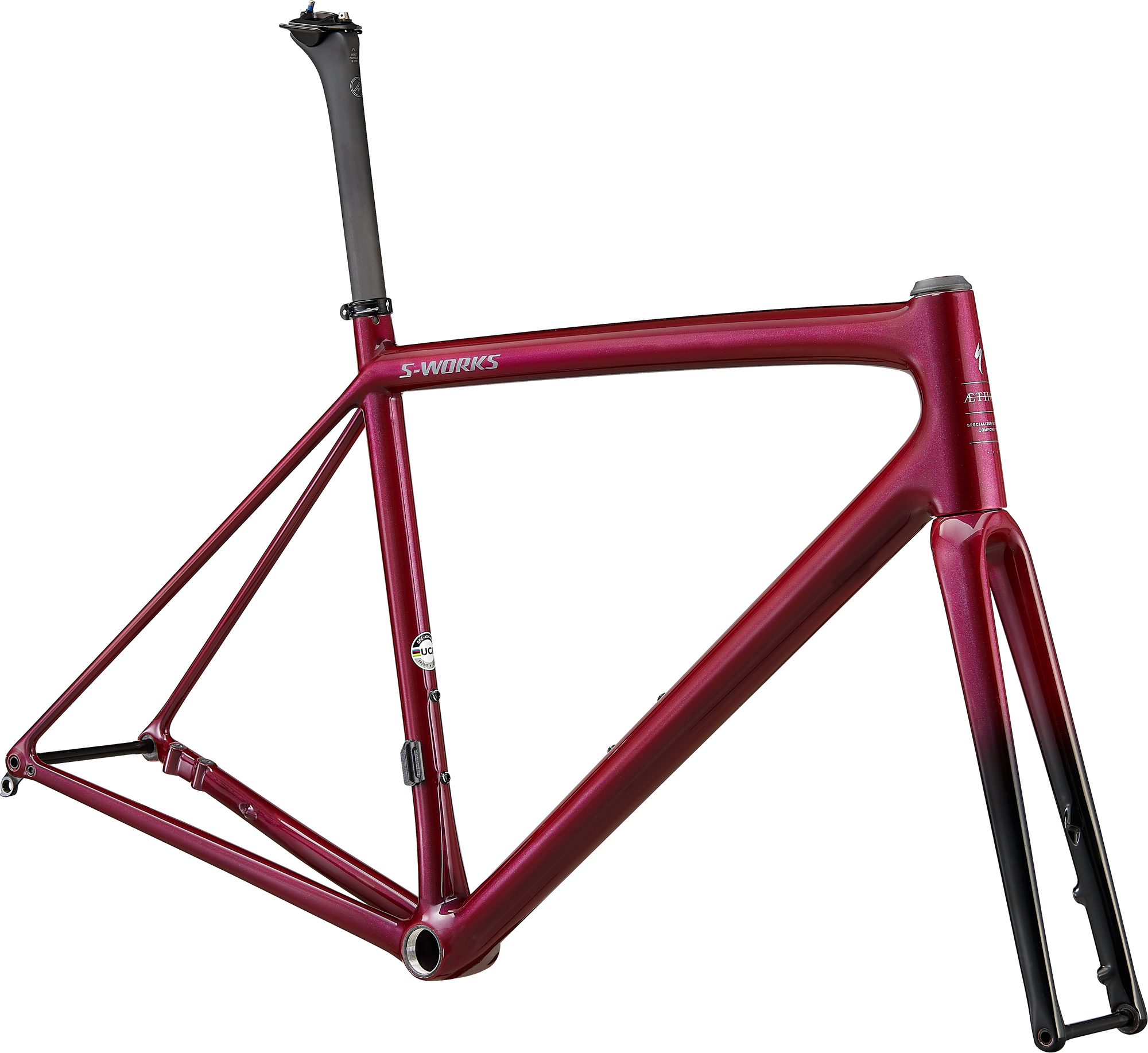 Specialized S-Works Aethos Frameset - FACT 12r Carbon - Chameleon Supernova Tint Over Maroon/Chrome