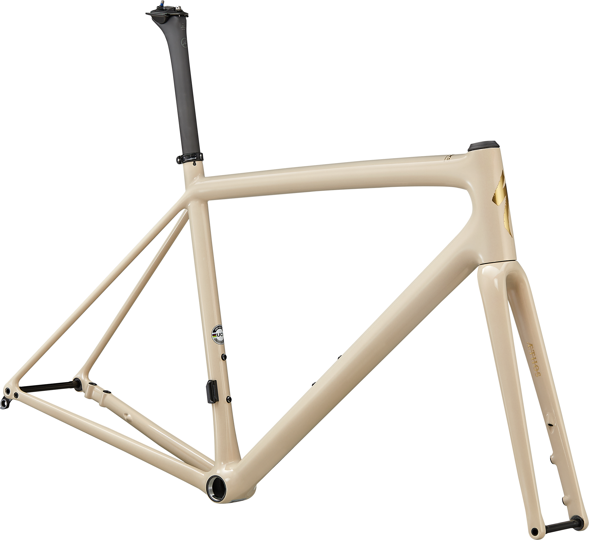 Specialized S-Works Aethos Frameset - FACT 12r Carbon - Gloss Sand/ Red / Goldchameleon/Satin Brushed Gold Foil