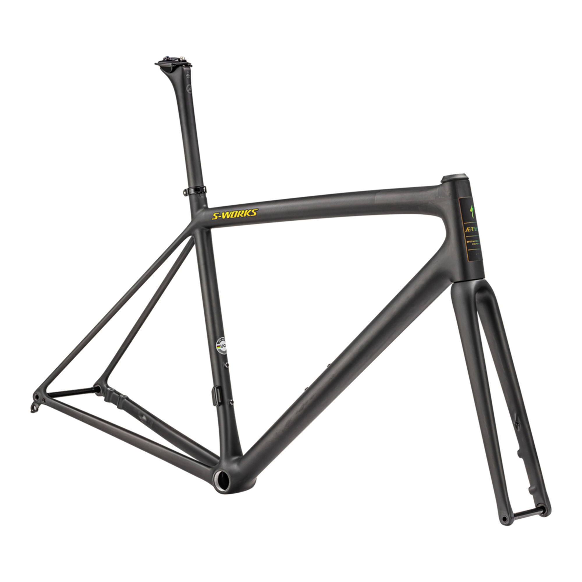 Specialized S-Works Aethos Frameset - Ready to Paint - Satin Carbon/Jet Fuel