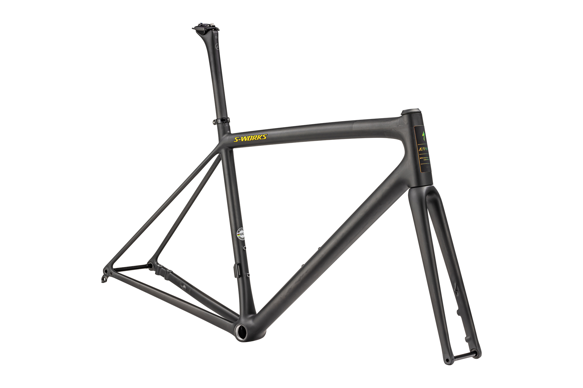 Specialized S-Works Aethos Frameset - Ready to Paint - Satin Carbon/Jet Fuel