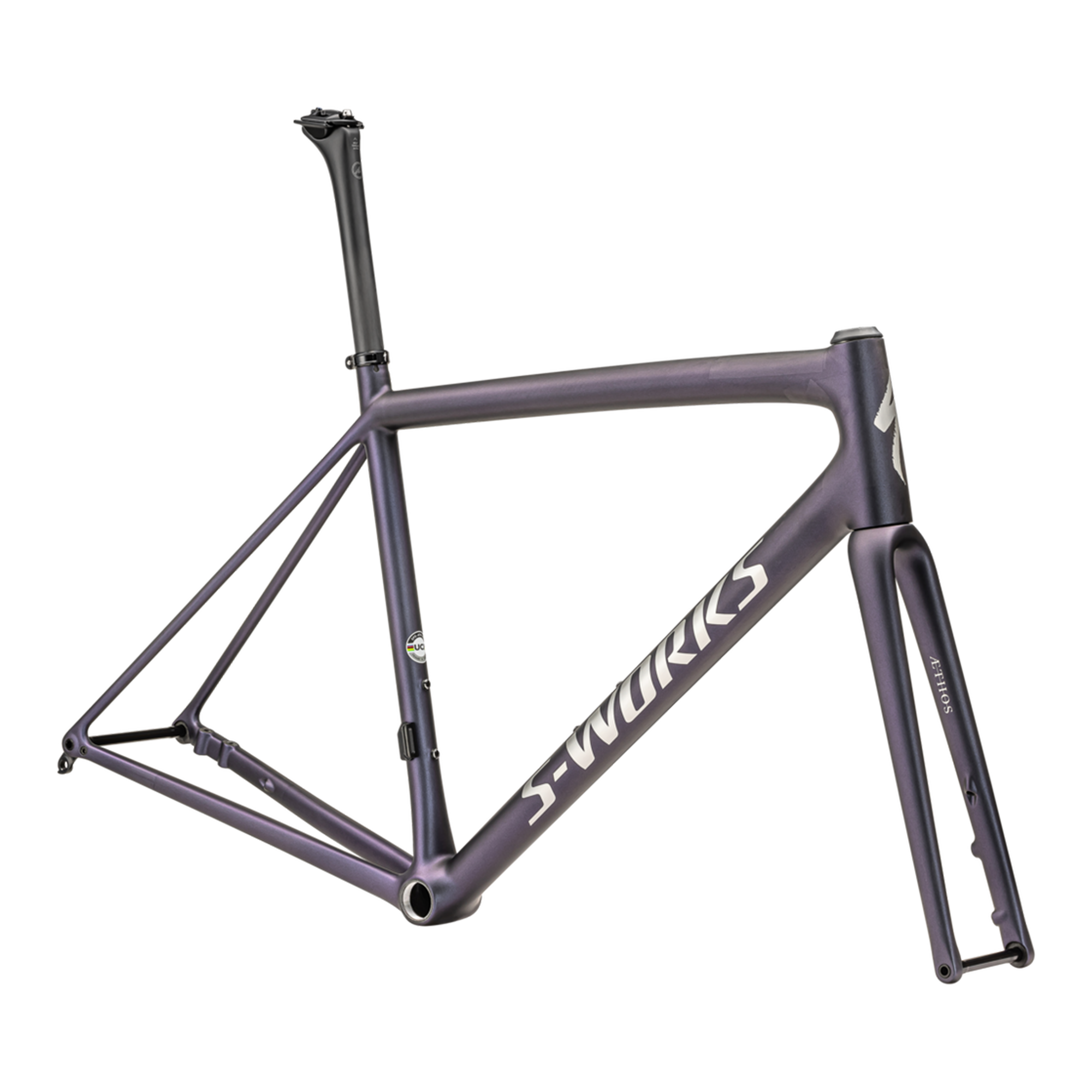 Specialized S-Works Aethos Frameset - FACT 12r Carbon - Satin 25% Violet Ghost Pearl Over Carbon / Brushed Chrome
