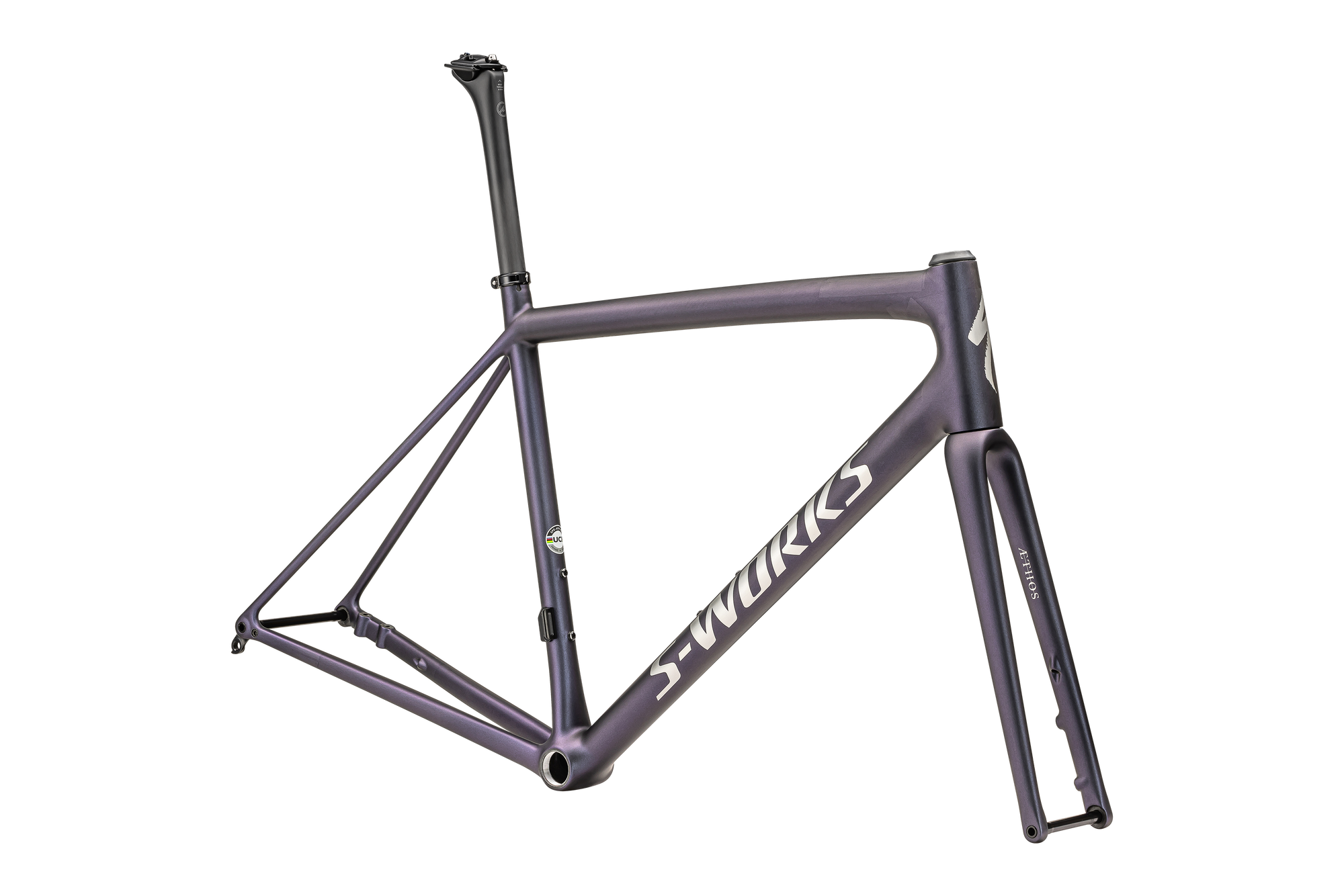 Specialized S-Works Aethos Frameset - FACT 12r Carbon - Satin 25% Violet Ghost Pearl Over Carbon / Brushed Chrome