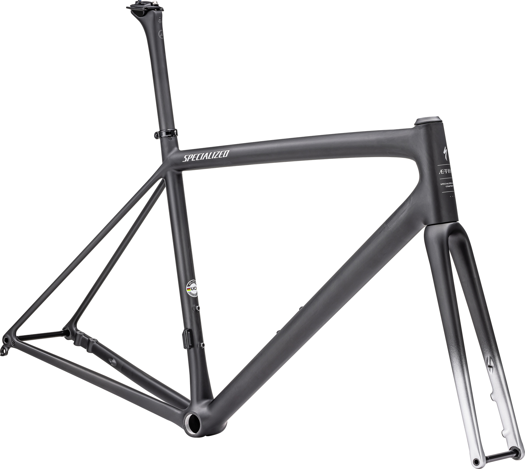 Specialized Aethos Frameset - FACT 10r Carbon - Satin Carbon/Flake Silver
