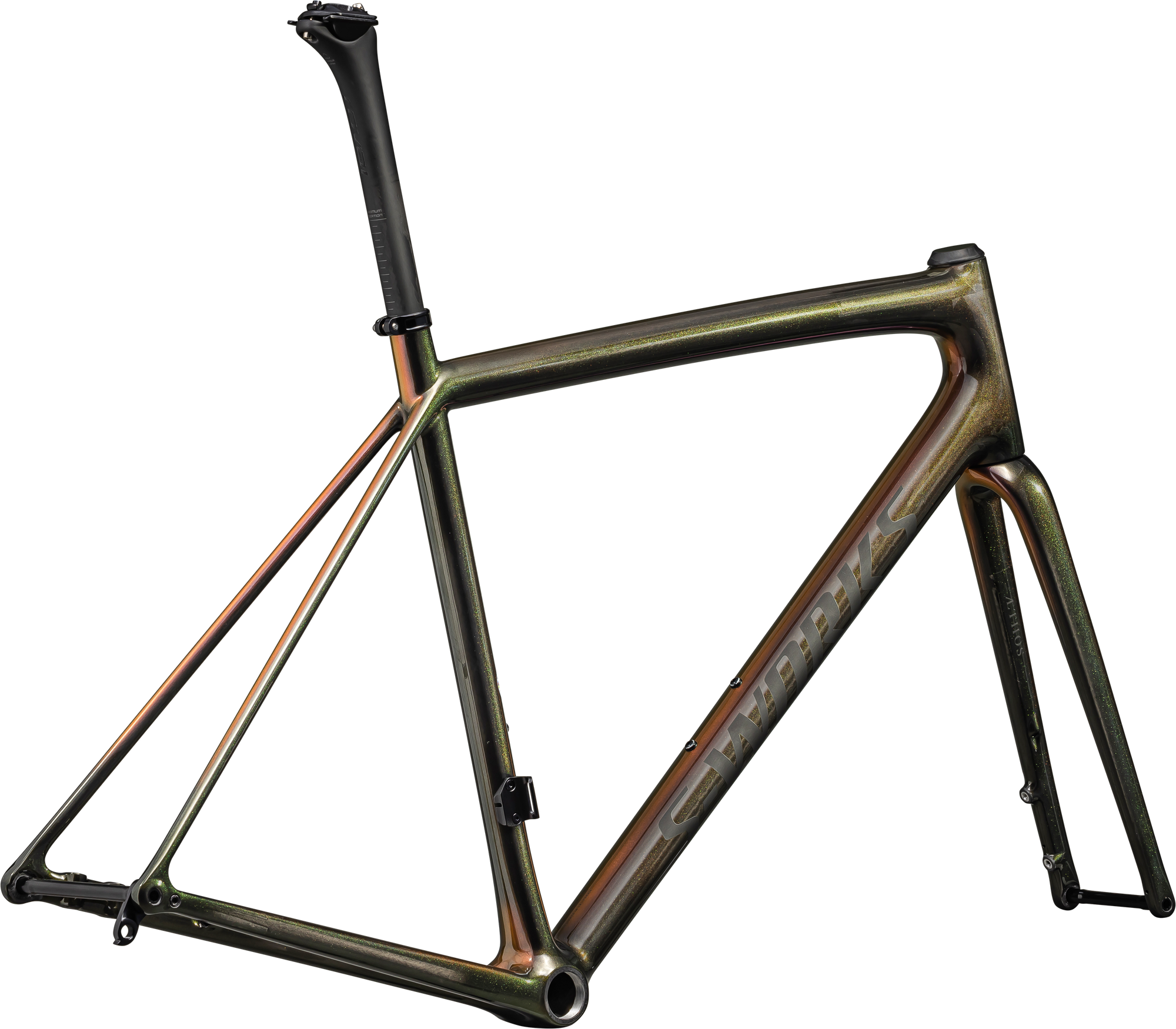 Specialized S-Works Aethos Frameset - FACT 12r Carbon - Gloss Carbon + Magenta-Gold Edge Fade + All Over Gold Pearl 25% / Satin Metallic Obsidian