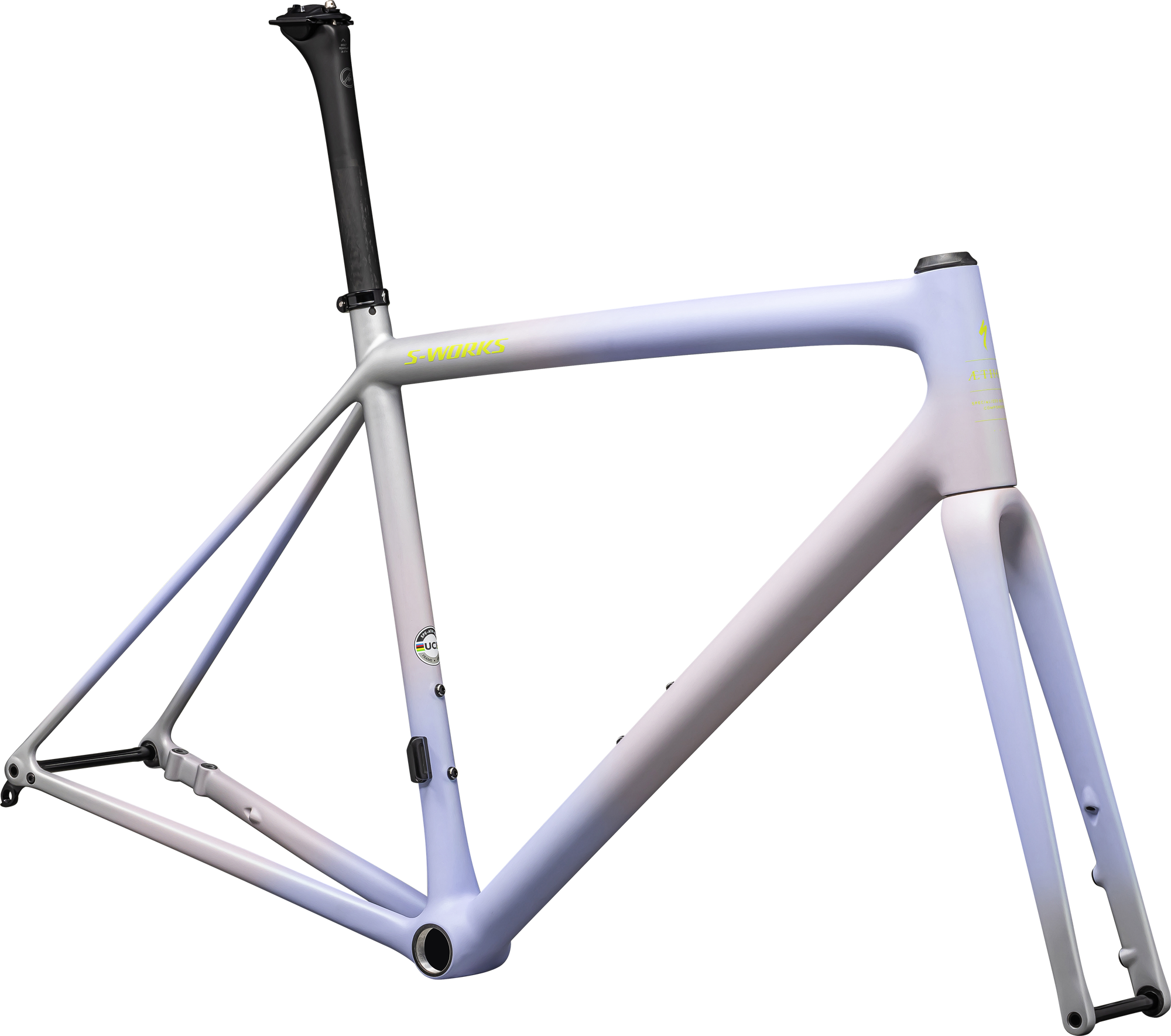 Specialized S-Works Aethos Frameset - FACT 12r Carbon - Satin Clay - Powder Indigo - Silver Dust - Radial Fade + Lapis Edge Fade / Hyper + 100% Lapis