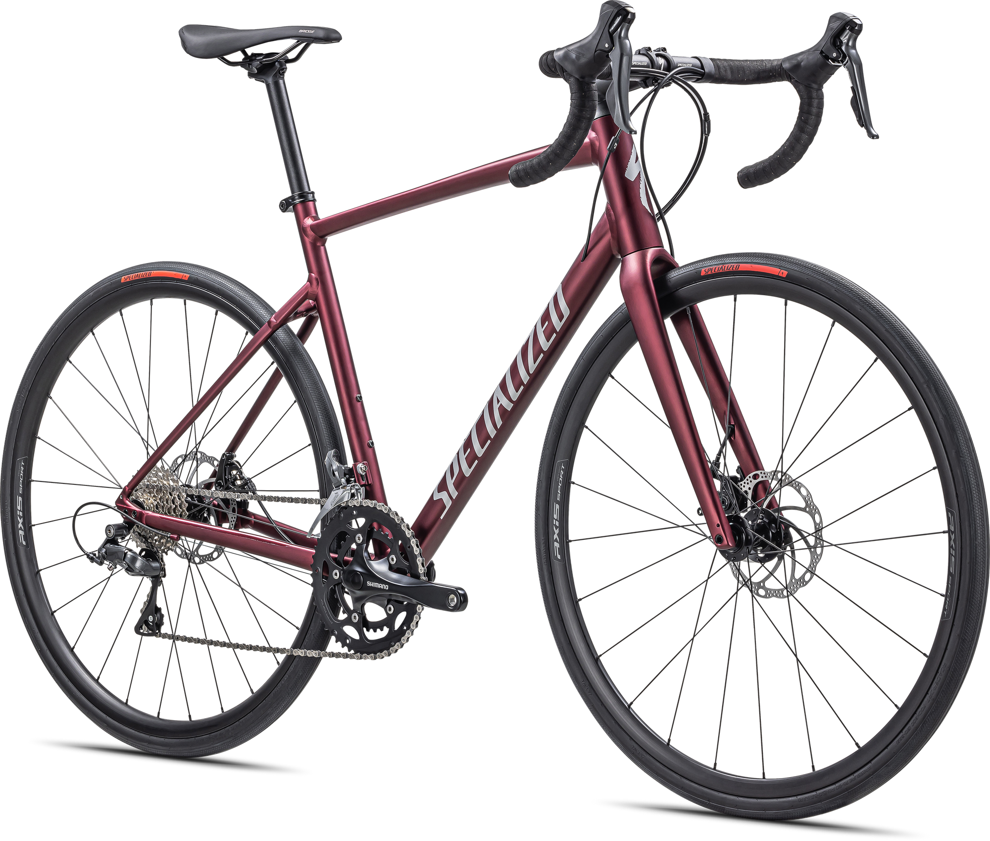 Specialized Allez - Shimano Claris - Satin Maroon / Silver Dust / Flo Red