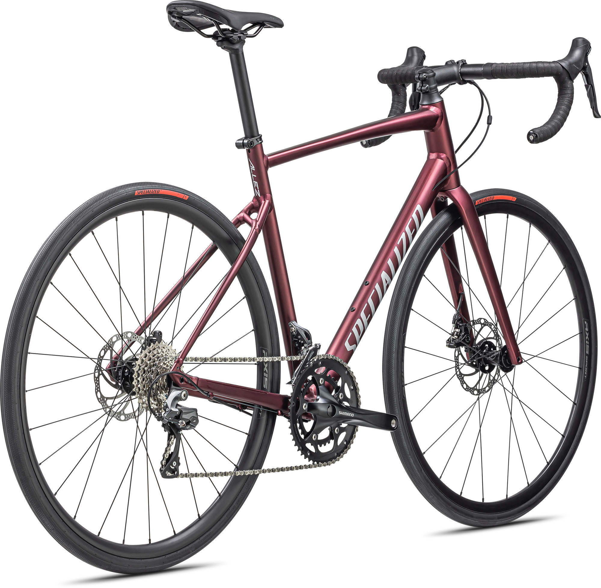 Specialized Allez - Shimano Claris - Satin Maroon / Silver Dust / Flo Red