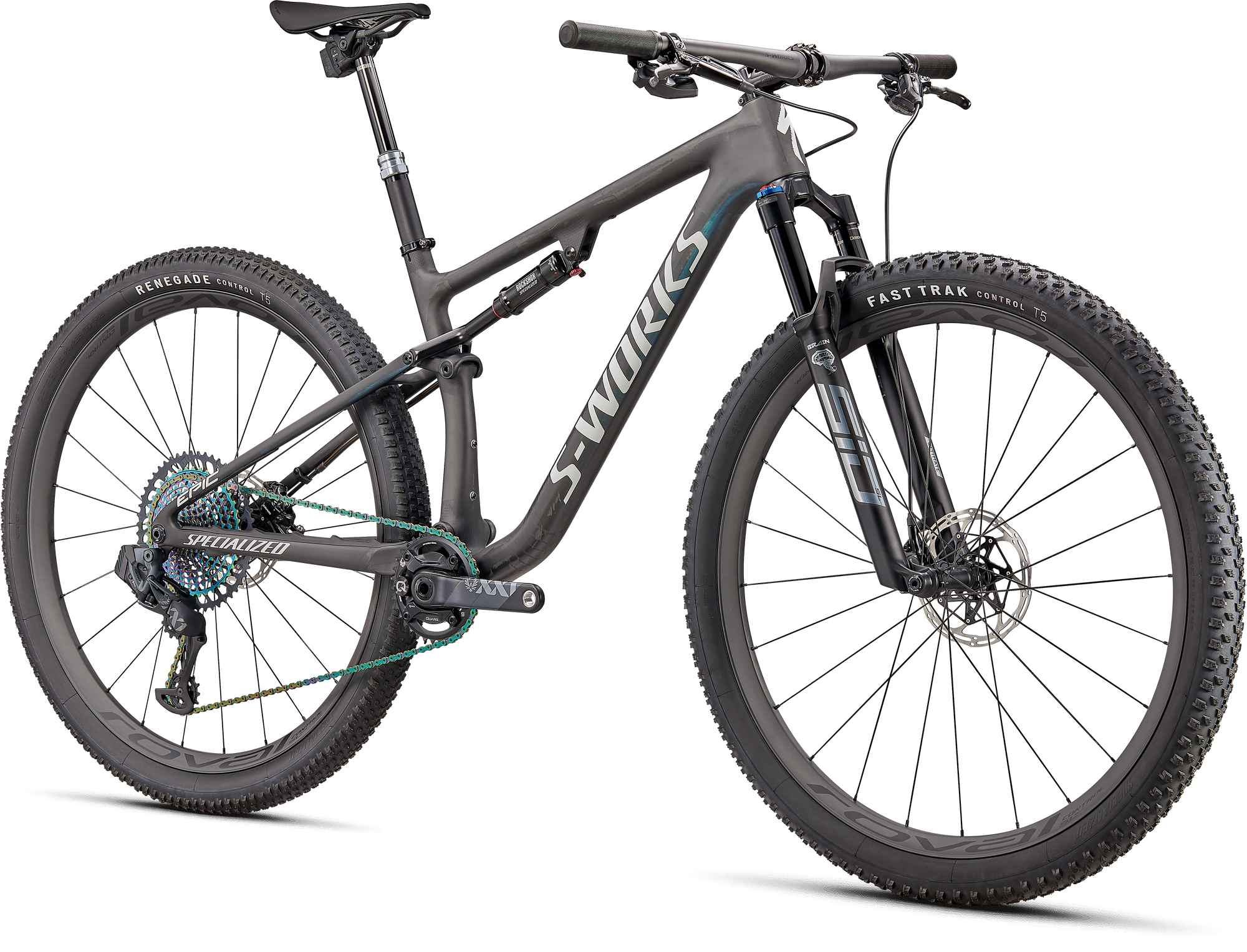 Specialized S-Works Epic - Satin Carbon / Color Run Blue Murano Pearl / Gloss Chrome Foil Logos