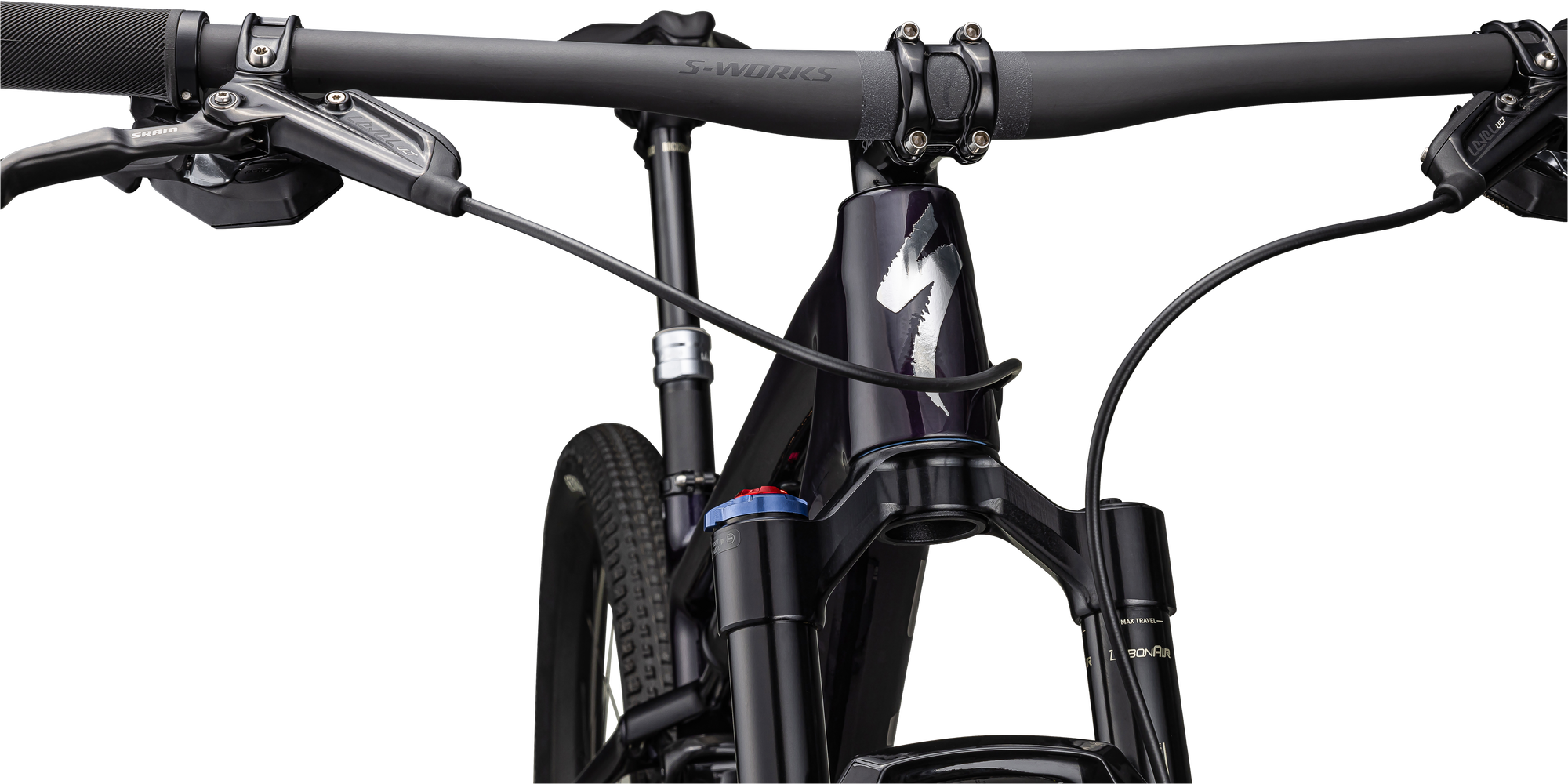 Specialized S-Works Epic - SRAM XX1 AXS, RockShox Ultimate BRAIN - Gloss Purple Tint Fades Over Carbon / Chrome